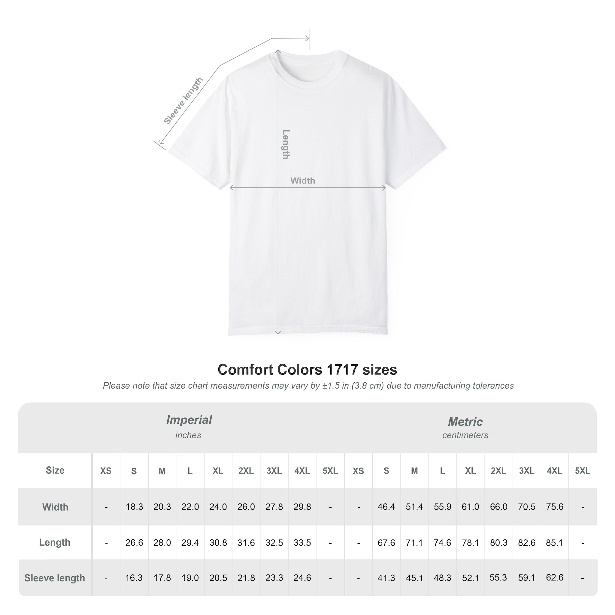AI Magic Chip T-shirt in Black, size chart