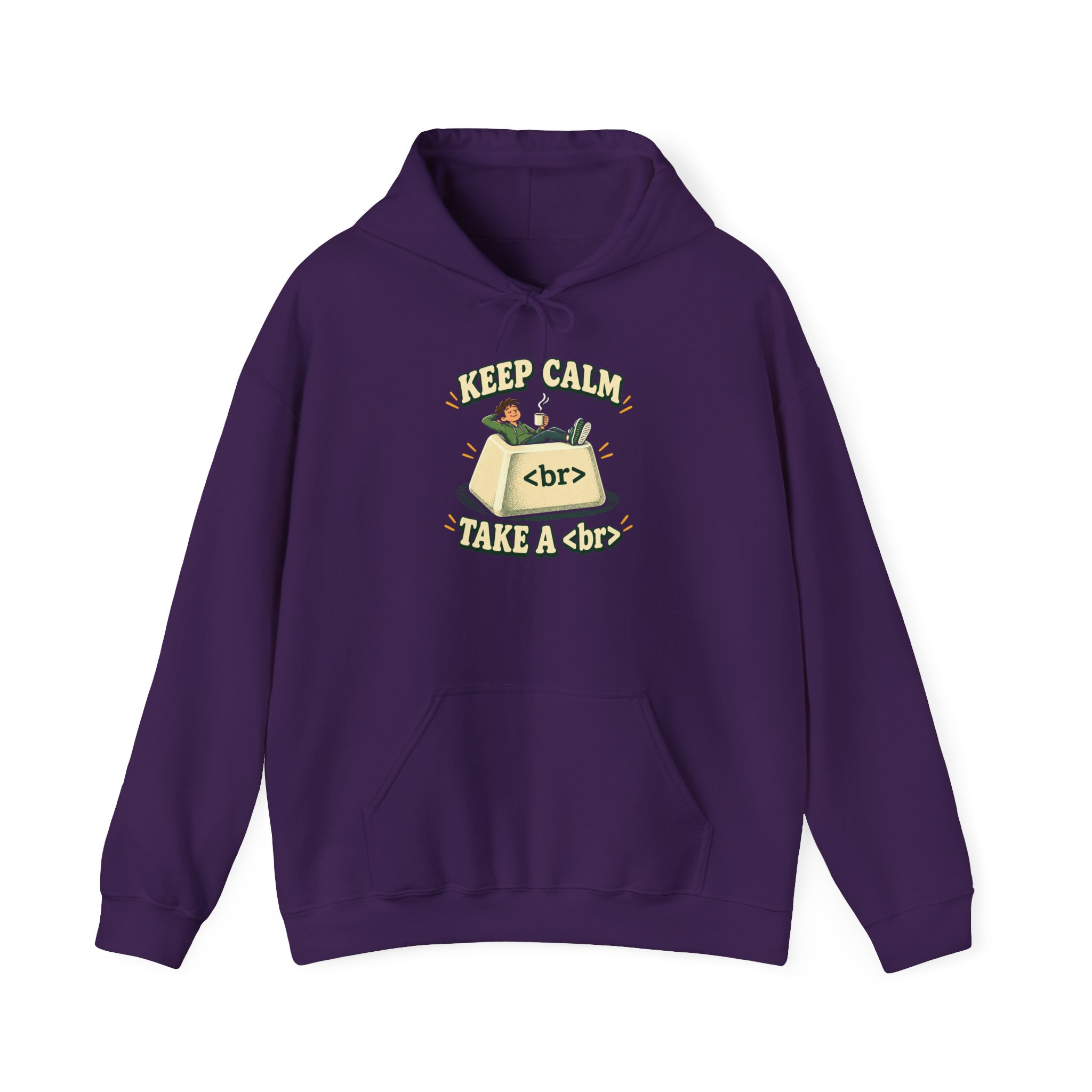 Keep Calm Keycap hoodie in Purple, front view