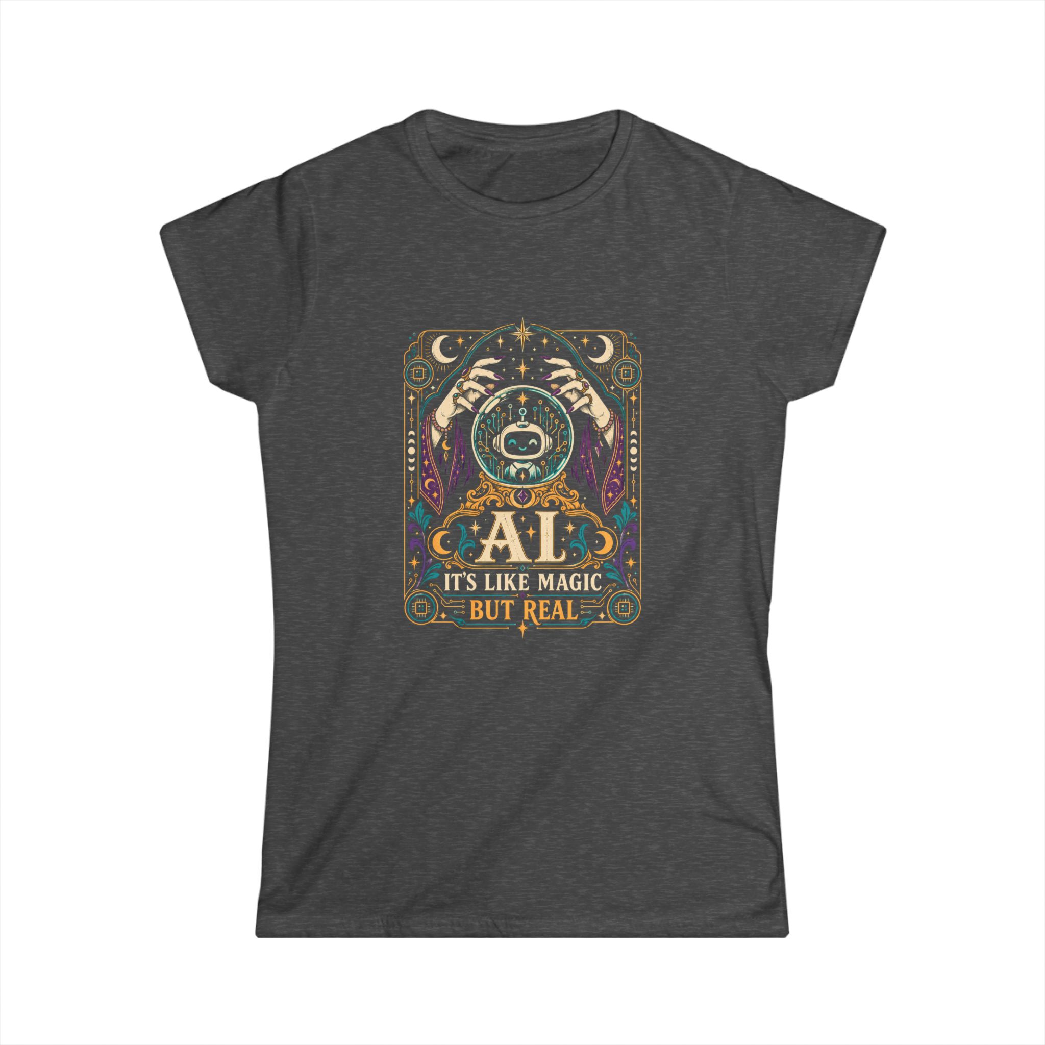 AI Magic Crystal Ball women's T-shirt in Dark Heather, front view