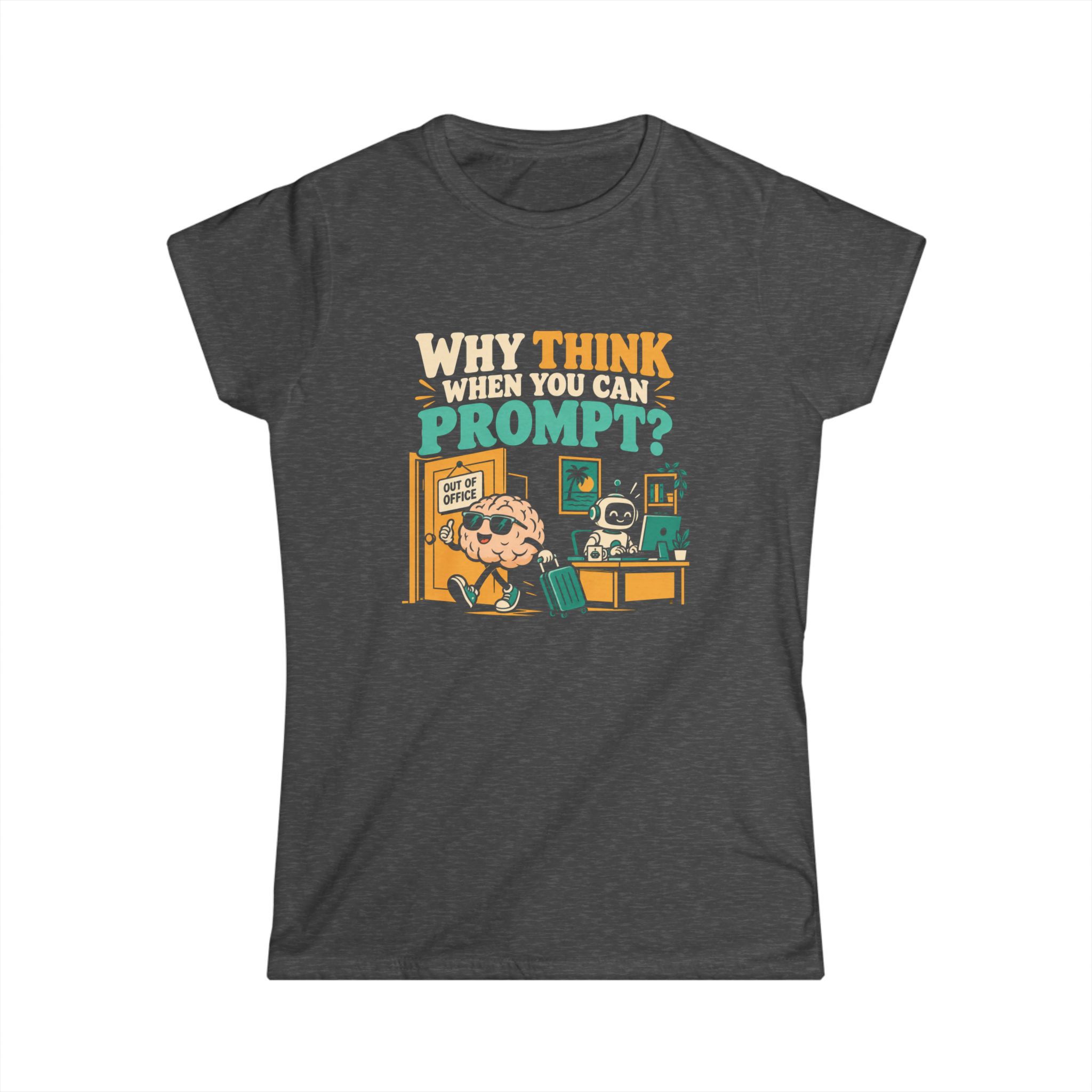 Prompt Out of Office women's T-shirt in Dark Heather, front view