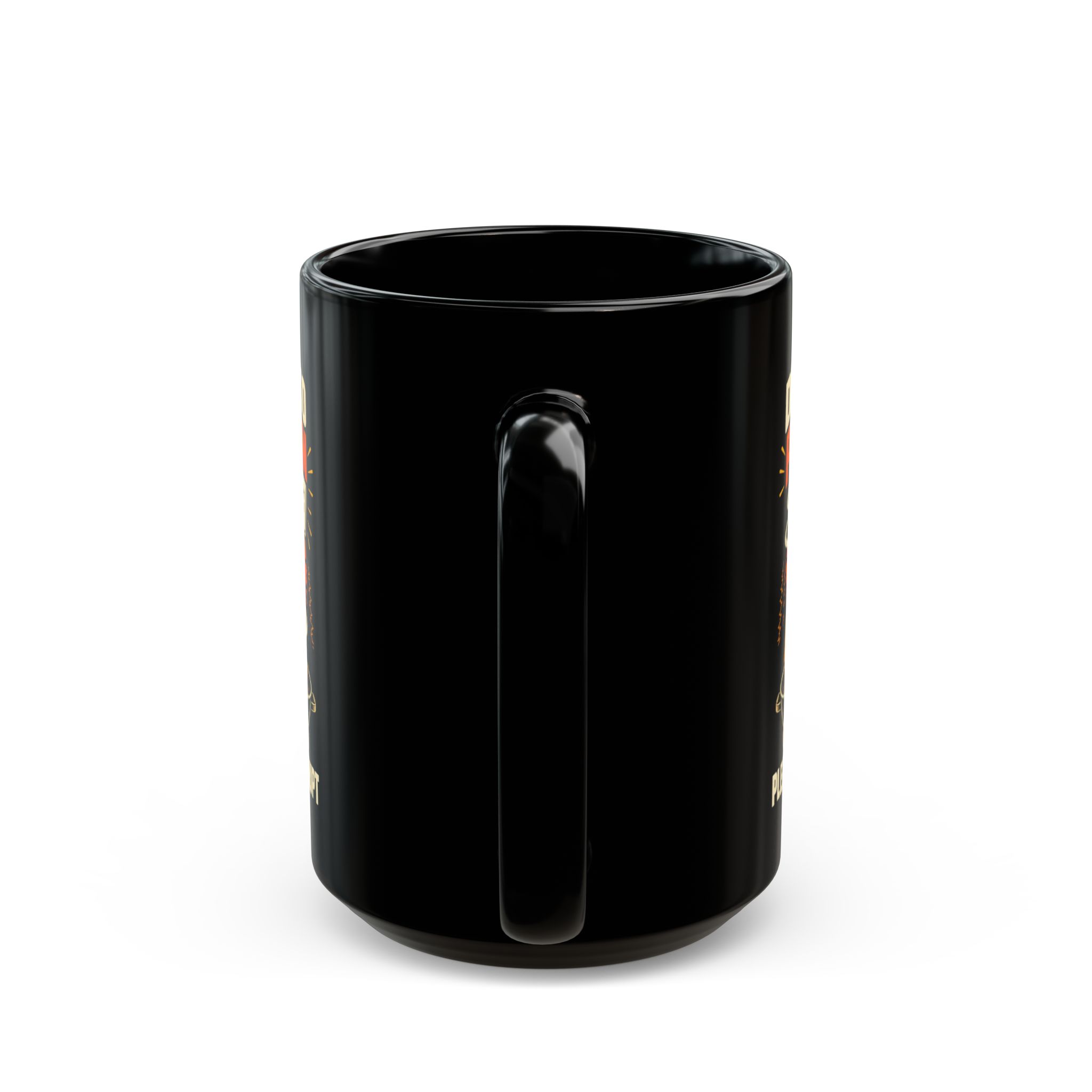 Deploying to Production black mug, 15 oz, back view