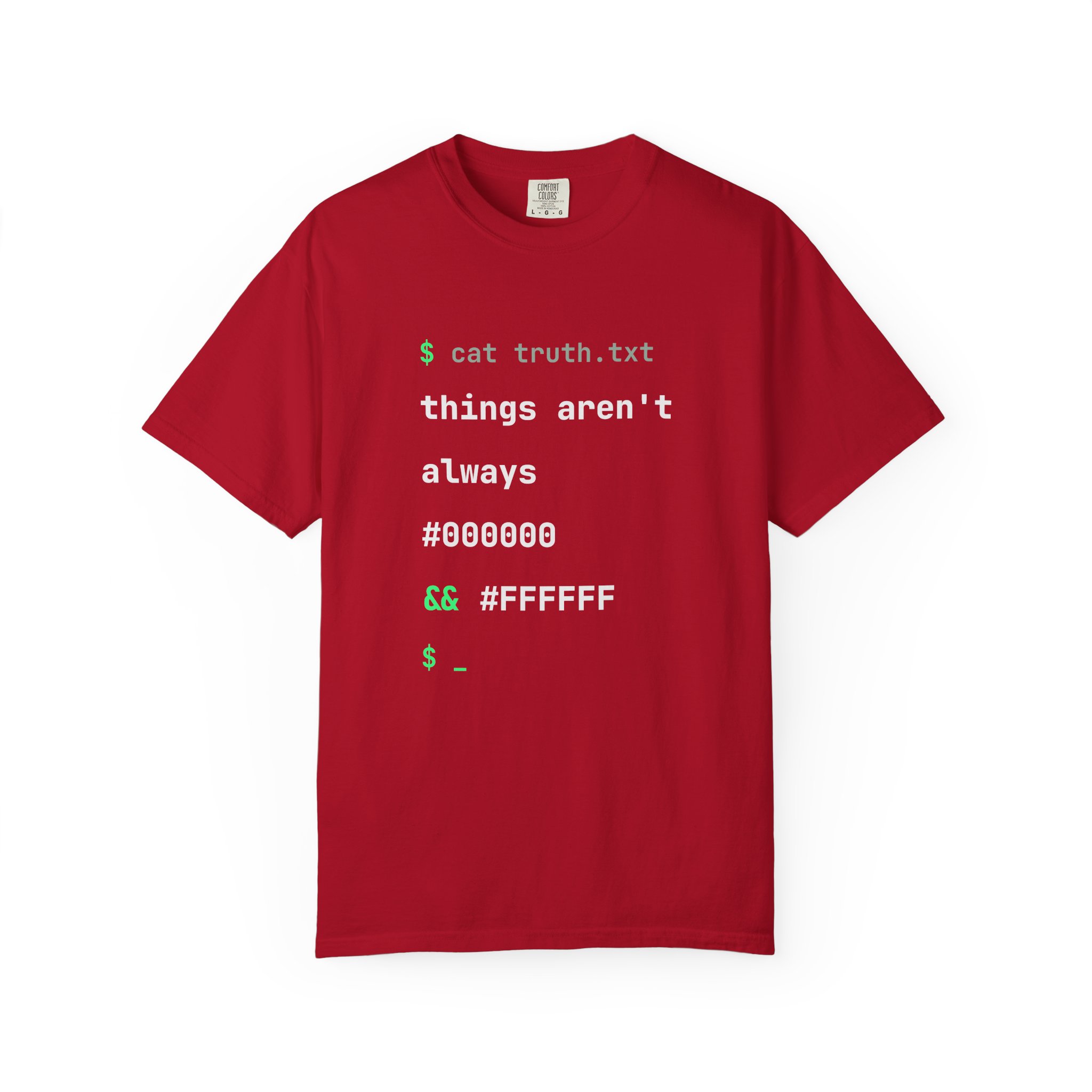 cat truth.txt T-shirt in Red, front view