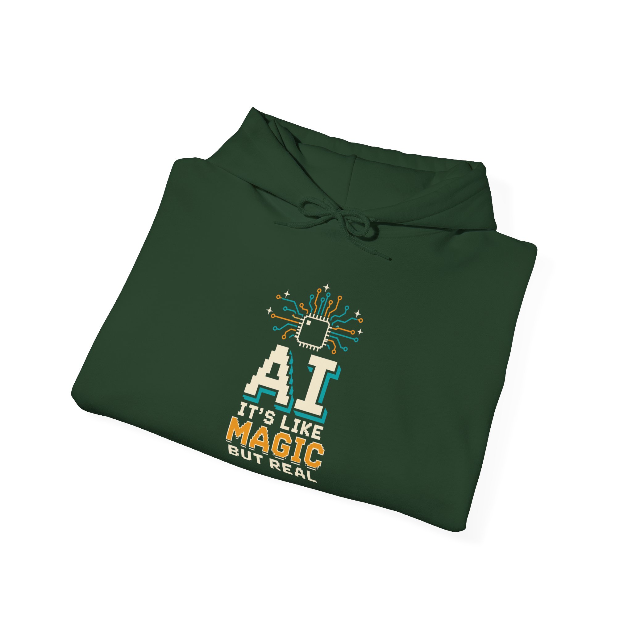 AI Magic Chip hoodie in Forest Green, folded