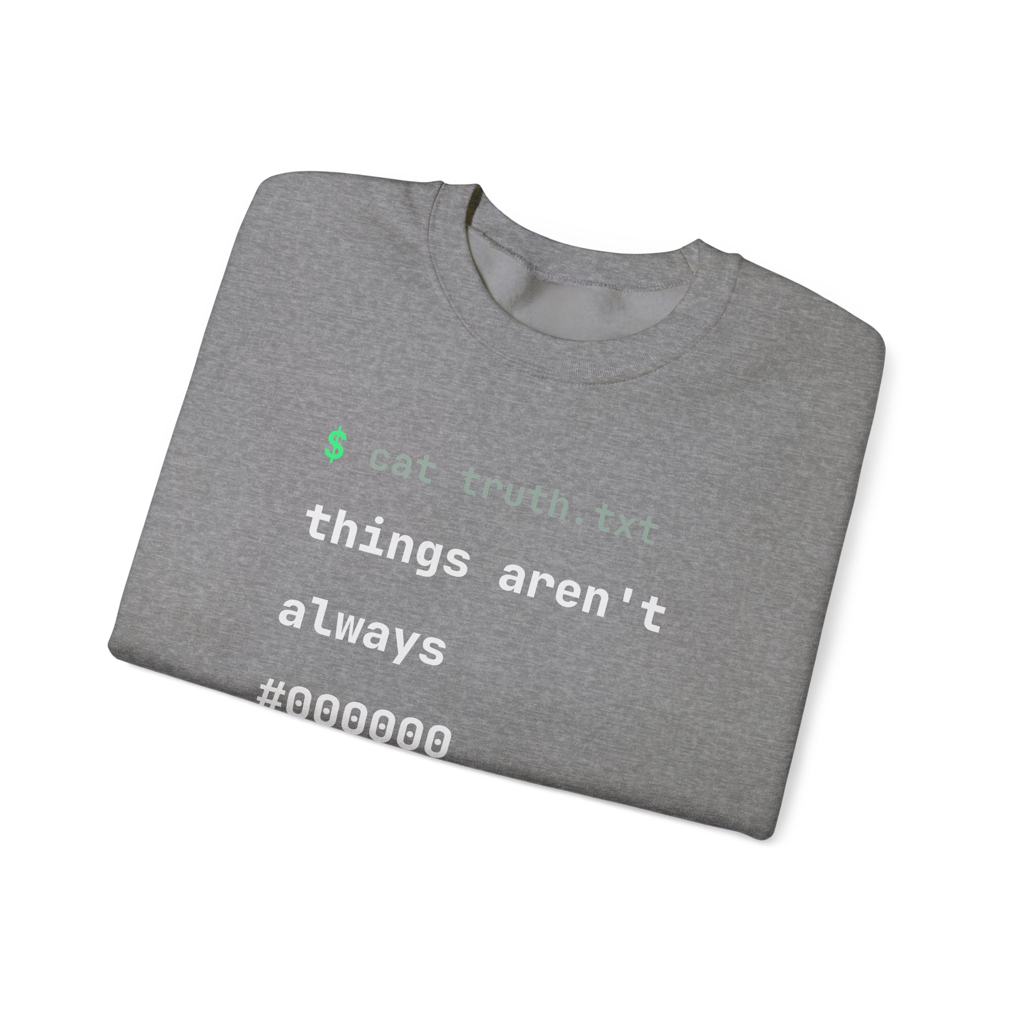 cat truth.txt crewneck sweatshirt in Graphite Heather, folded