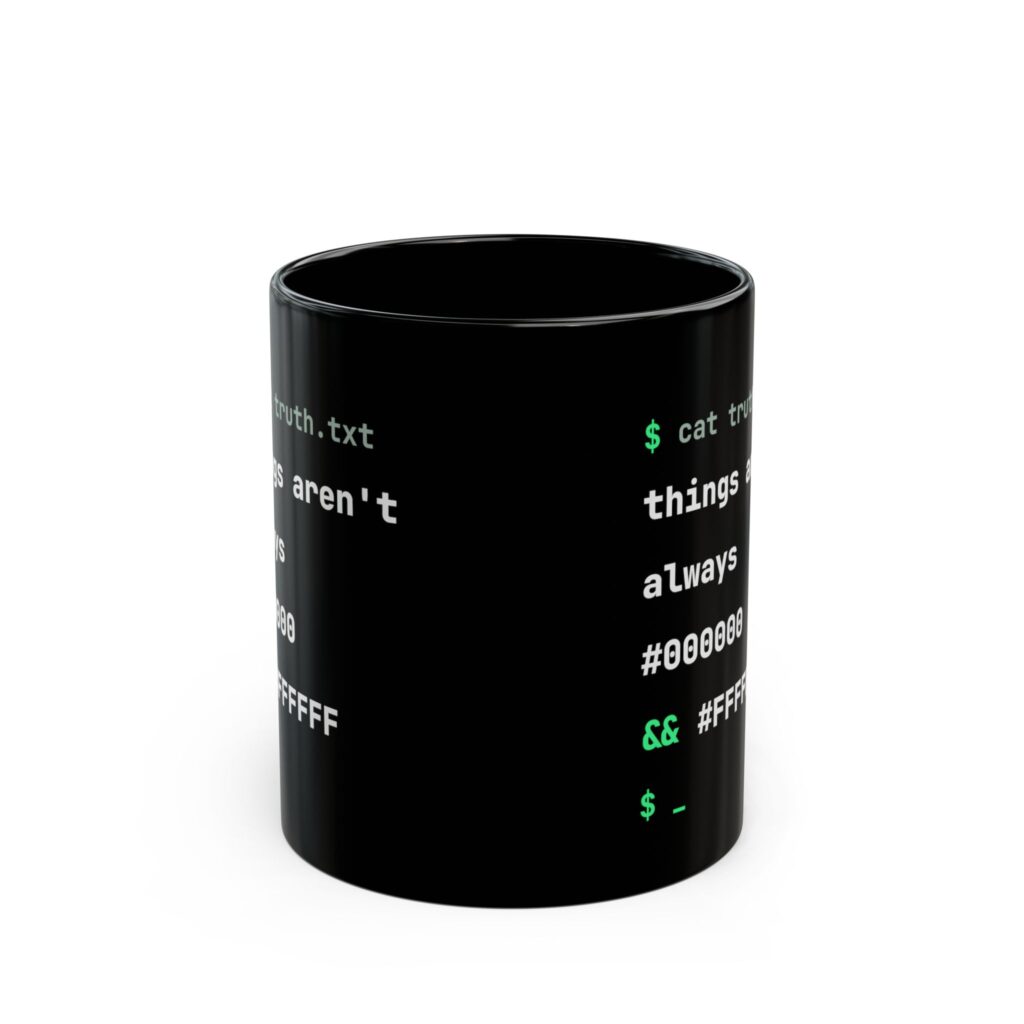 cat truth.txt black mug, 11 oz, front view