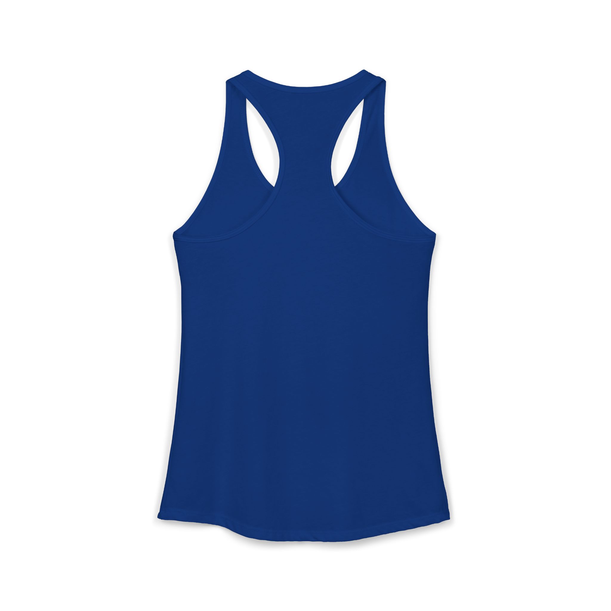The Data Awakens women's racerback tank in Solid Royal, back view, second angle