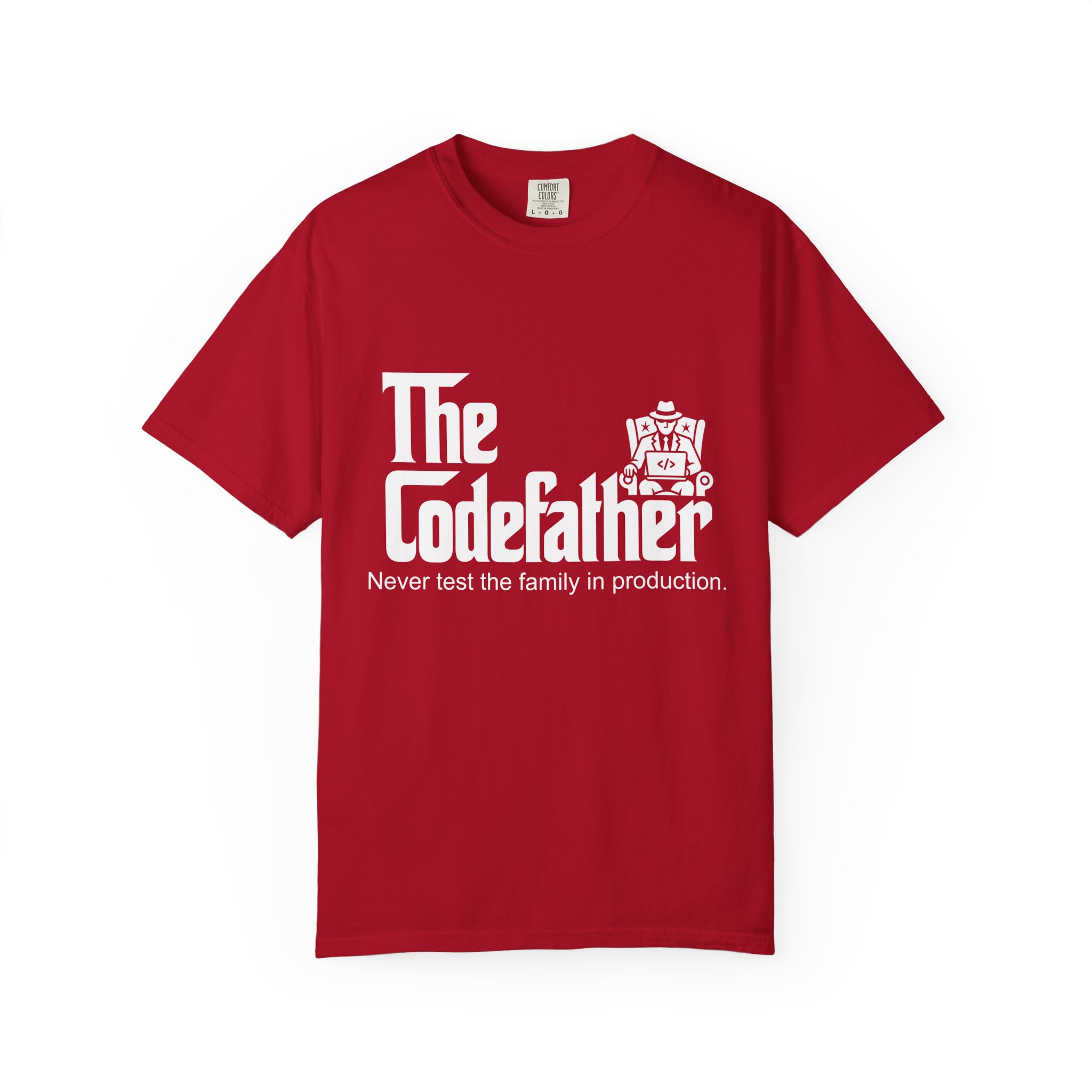 The Codefather T-shirt in Red, front view