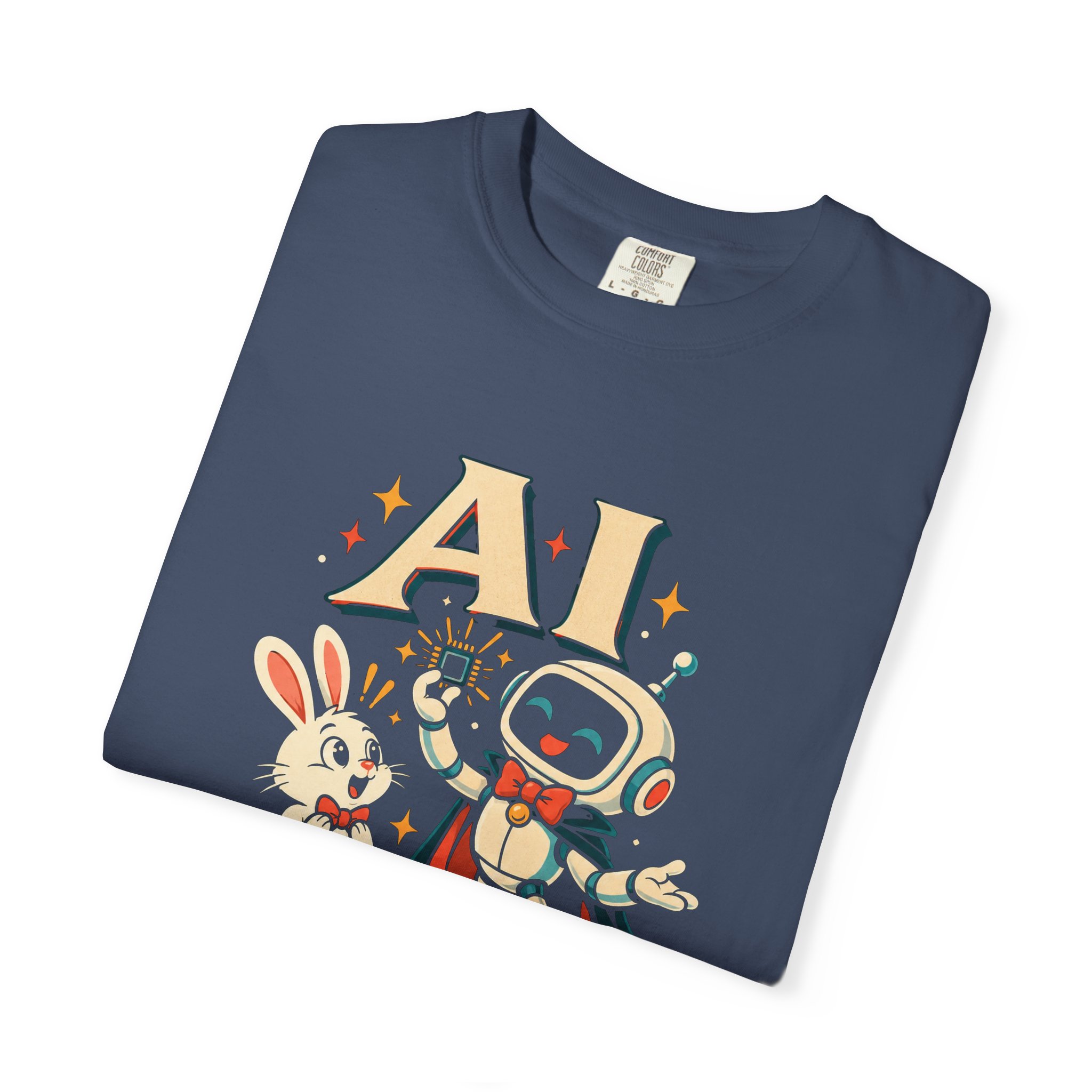 AI Magic Bunny T-shirt in Midnight, folded
