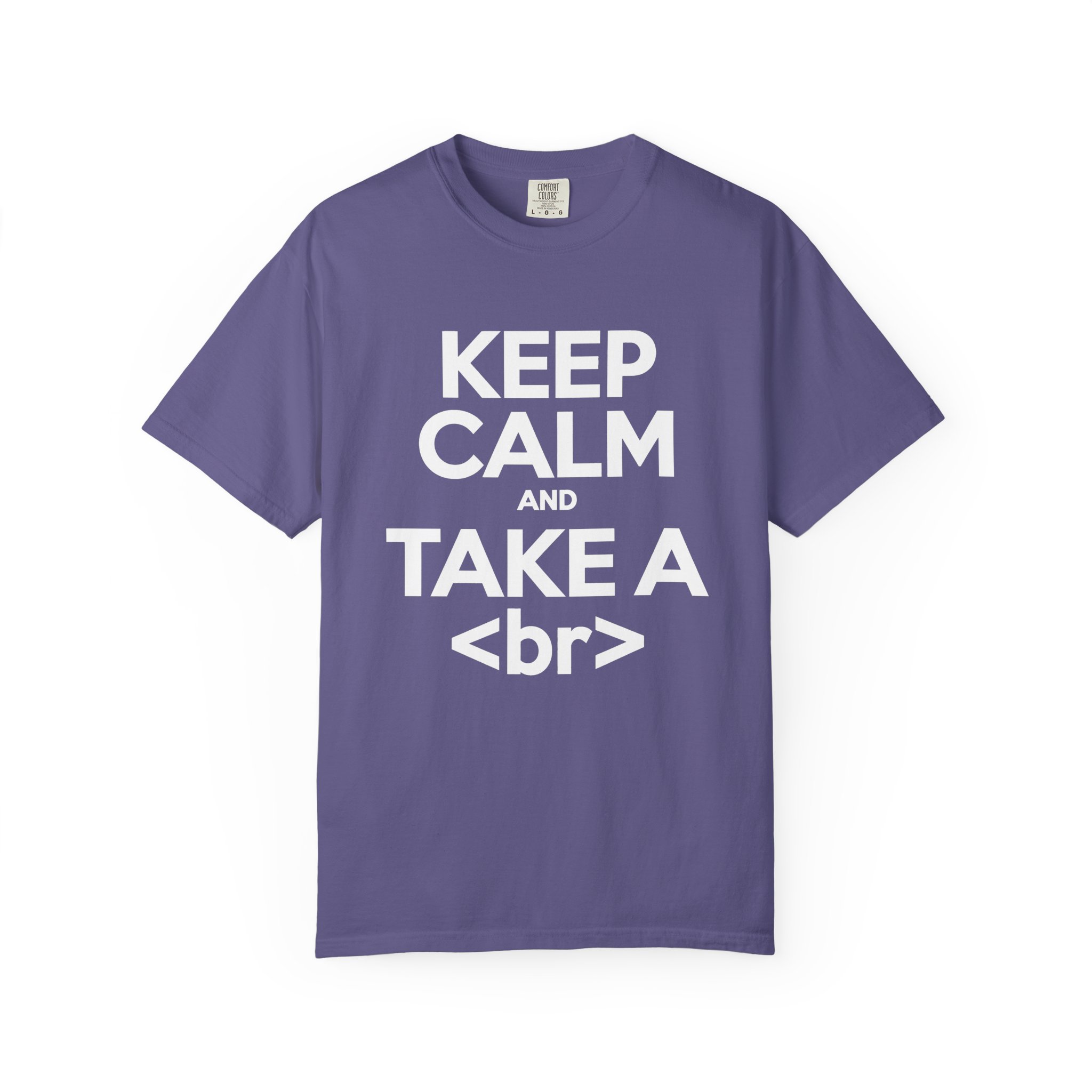 Keep Calm and Take a Break T-shirt in Grape, front view