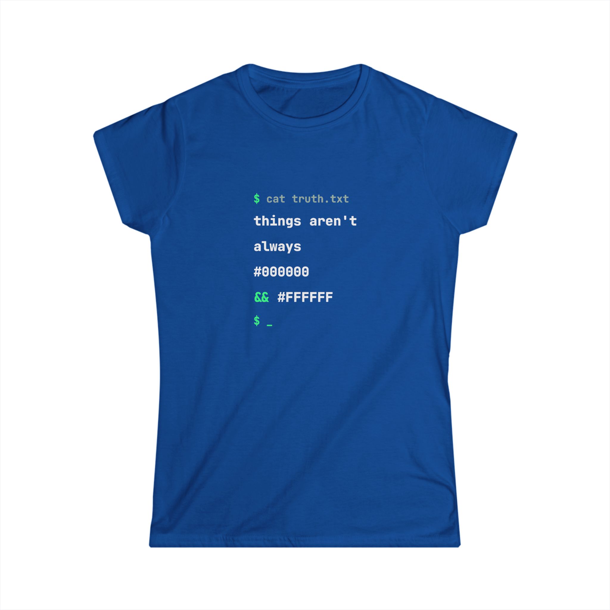 cat truth.txt women's T-shirt in Royal, front view