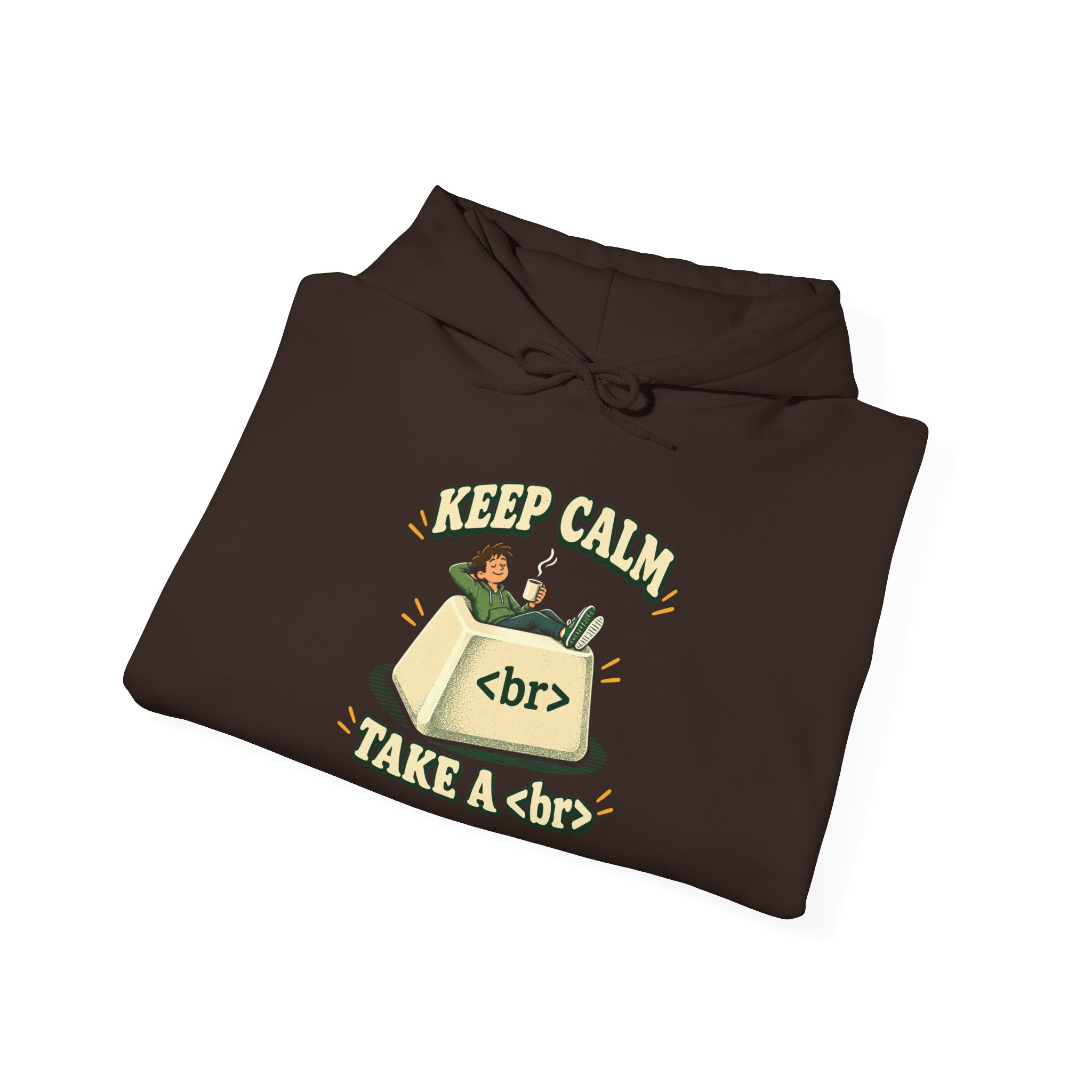 Keep Calm Keycap hoodie in Dark Chocolate, folded