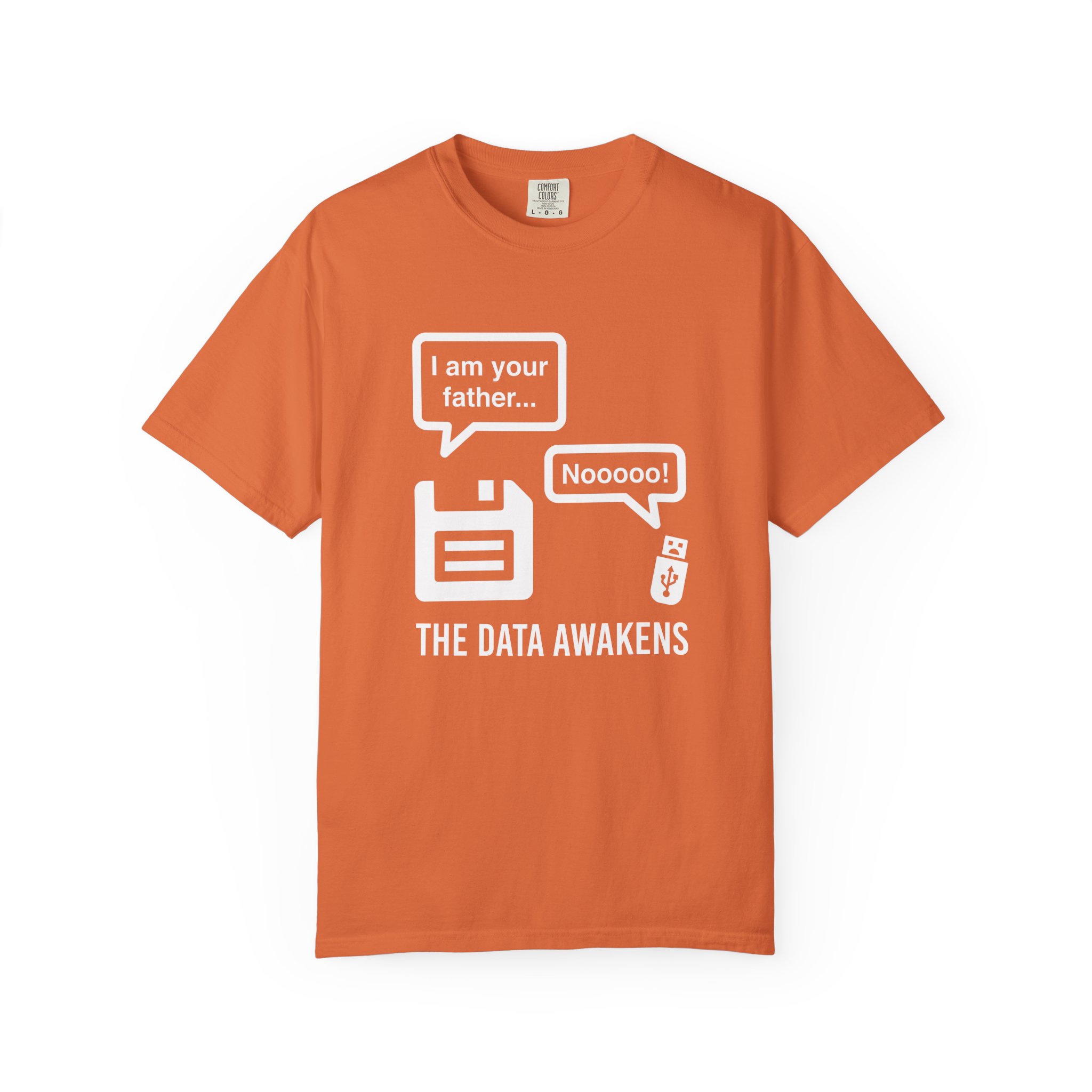 The Data Awakens T-shirt in Burnt Orange, front view