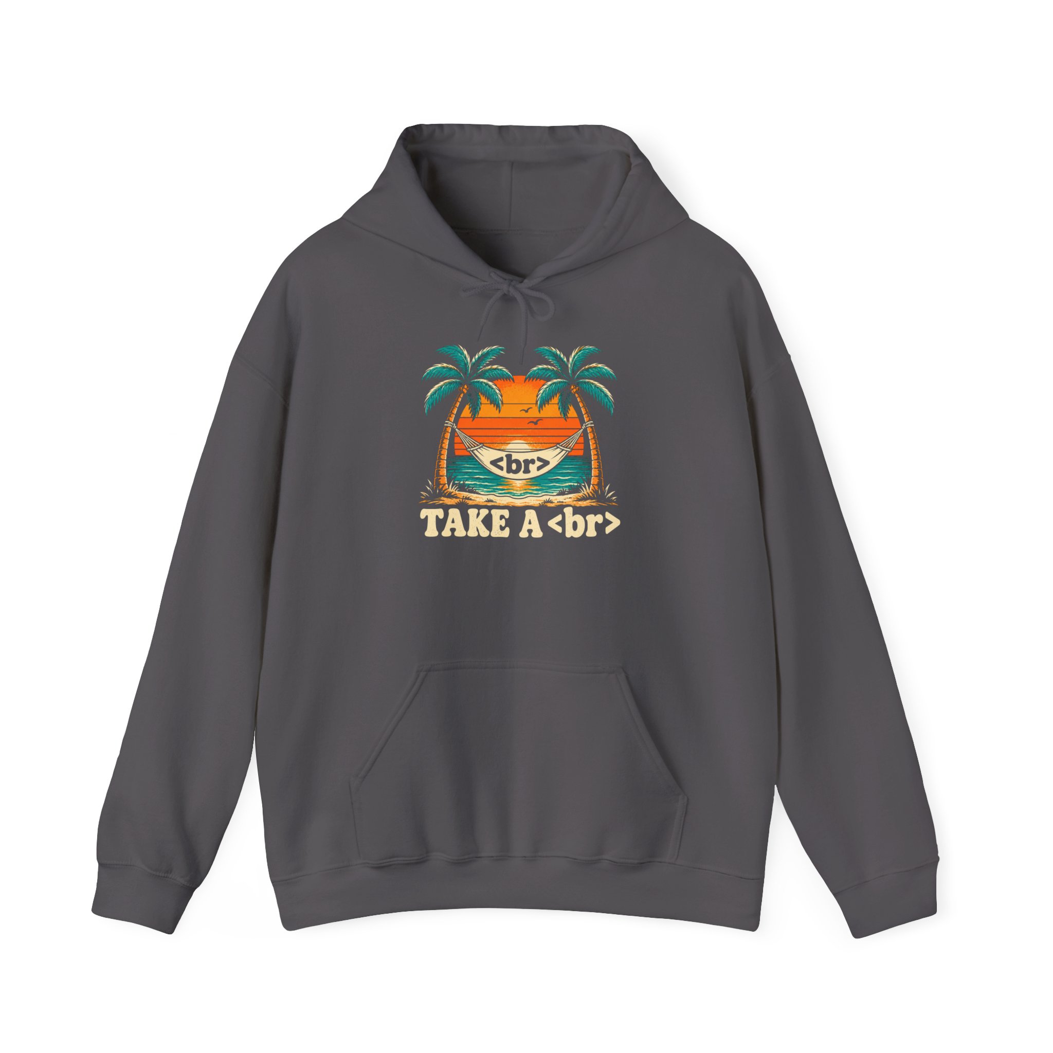 Take a Break Hammock hoodie in Charcoal, front view