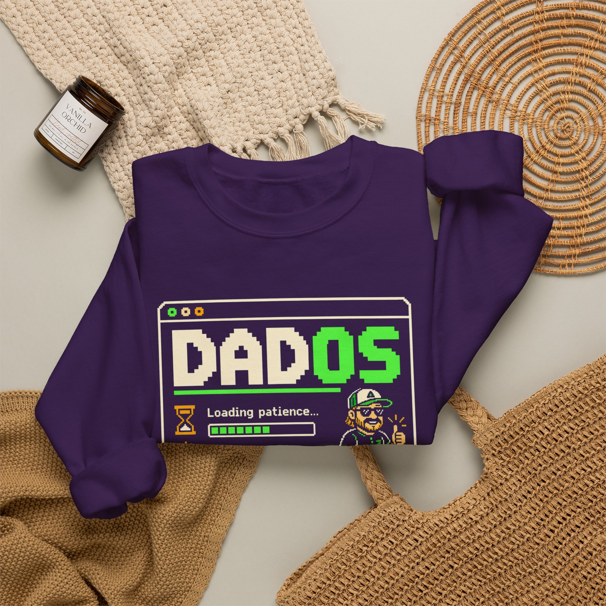DadOS crewneck sweatshirt in Purple, folded 2