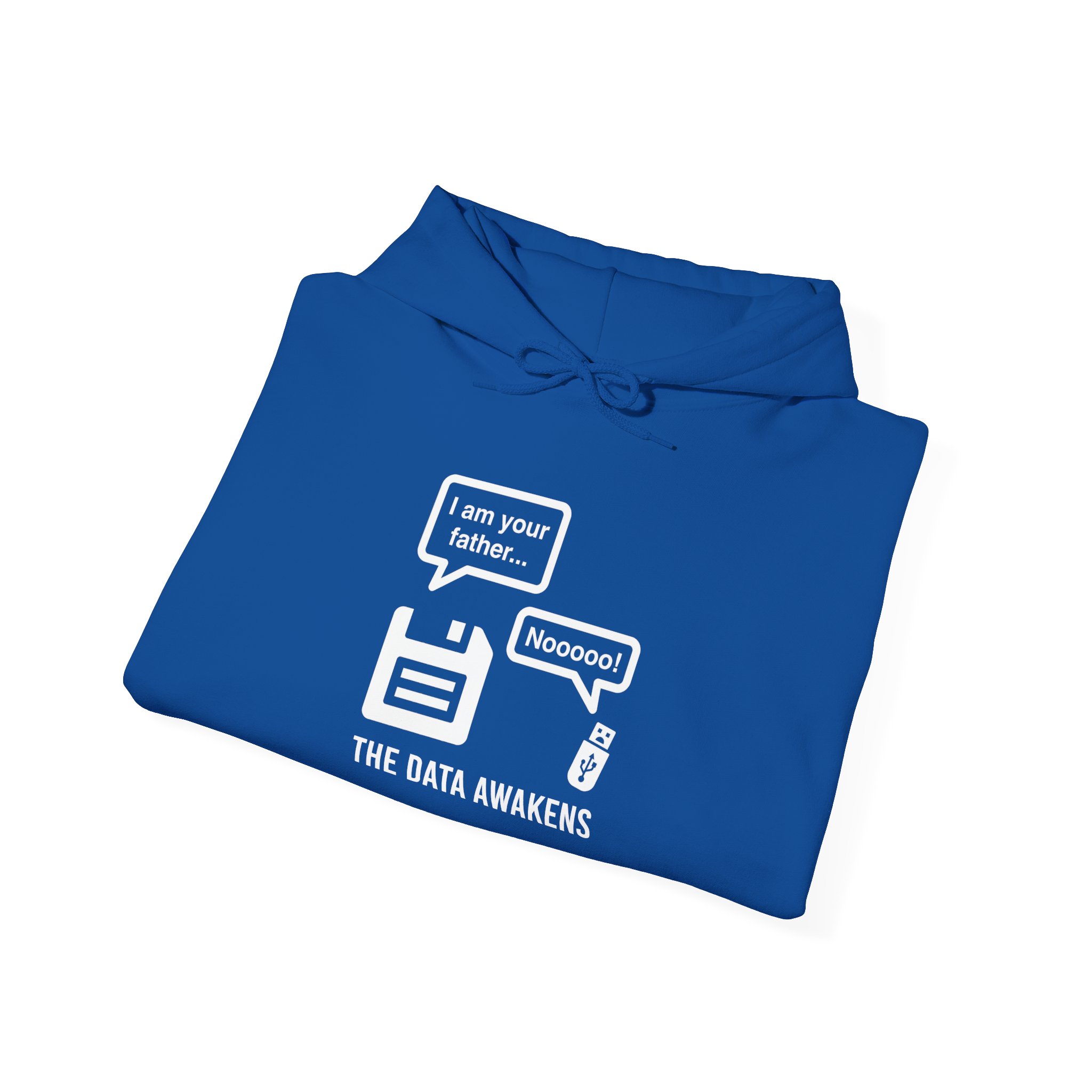 The Data Awakens hoodie in Royal, folded