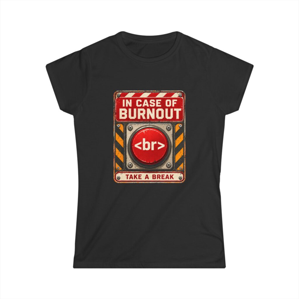 In Case of Burnout women's T-shirt in Black, front view
