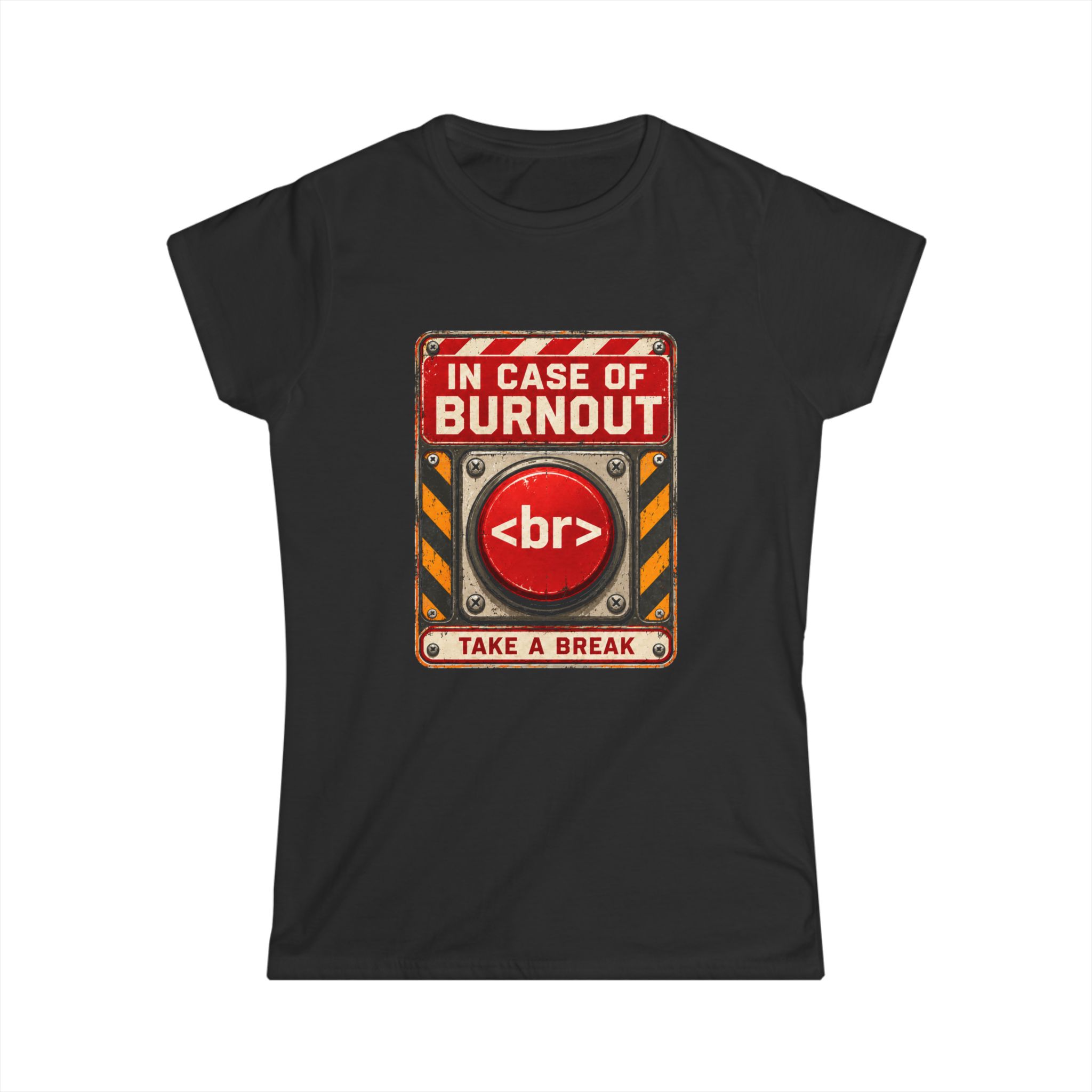 In Case of Burnout women's T-shirt in Black, front view