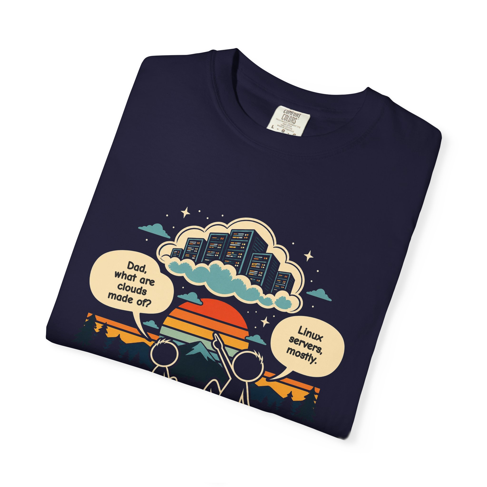 Linux Clouds T-shirt in True Navy, folded
