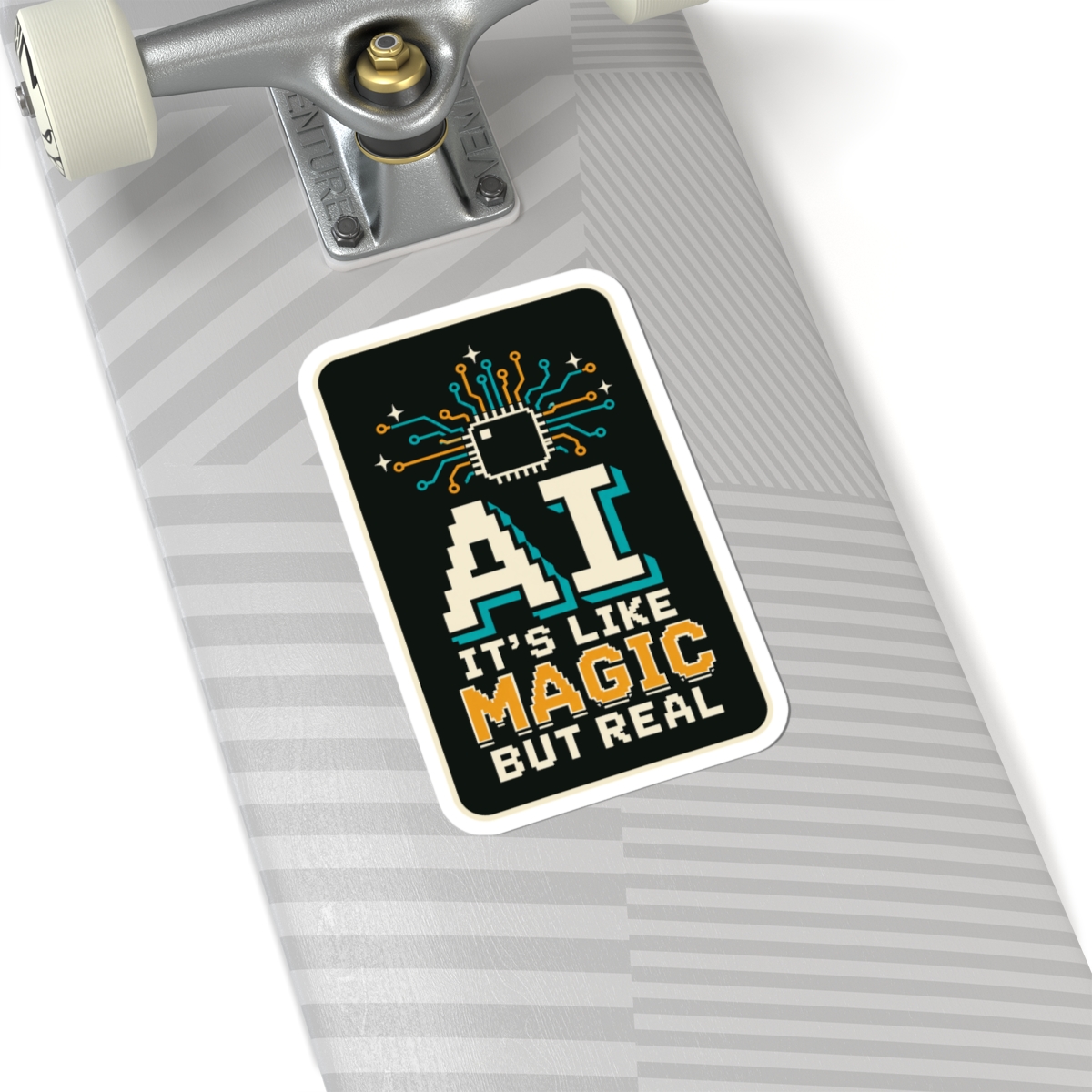 AI Magic Chip sticker, 6 inch, on a laptop