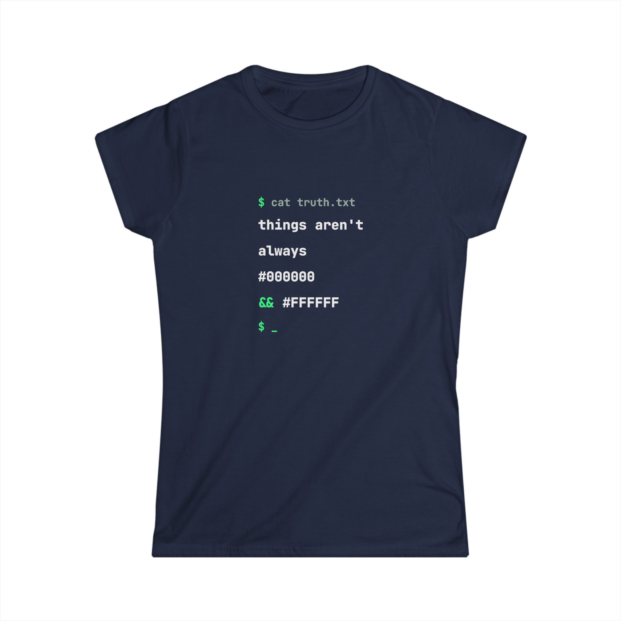 cat truth.txt women's T-shirt in Navy, front view
