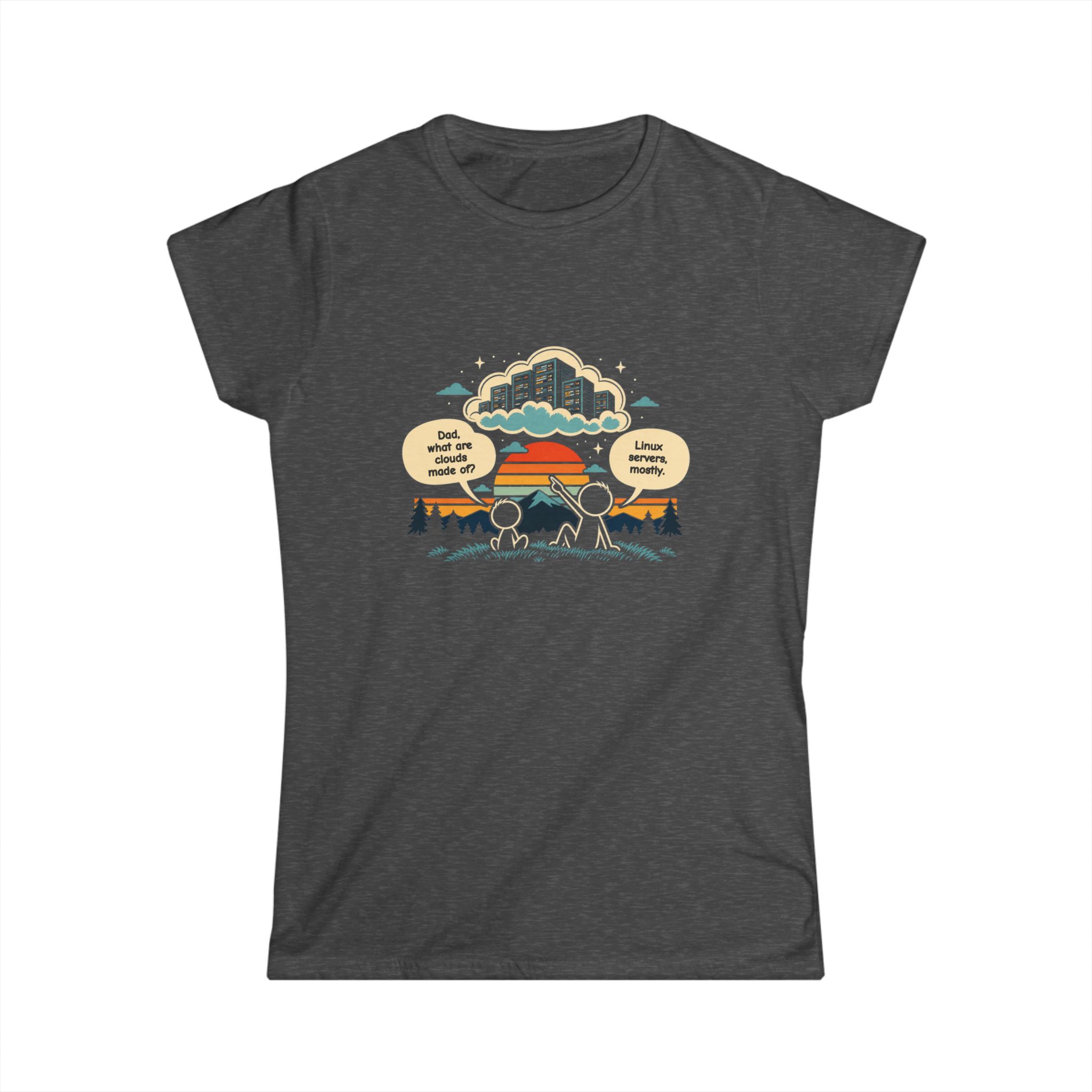 Linux Clouds women's T-shirt in Dark Heather, front view