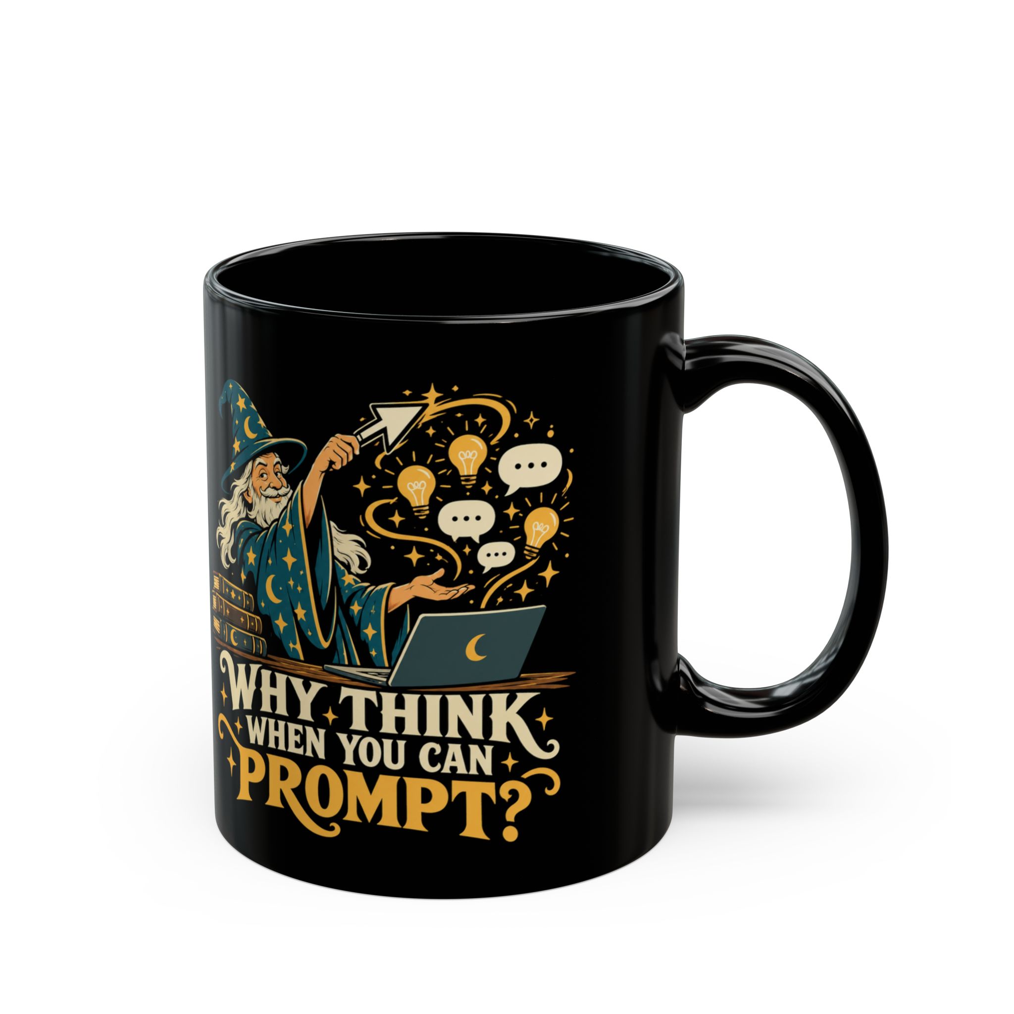 Prompt Wizard black mug, 11 oz, right side