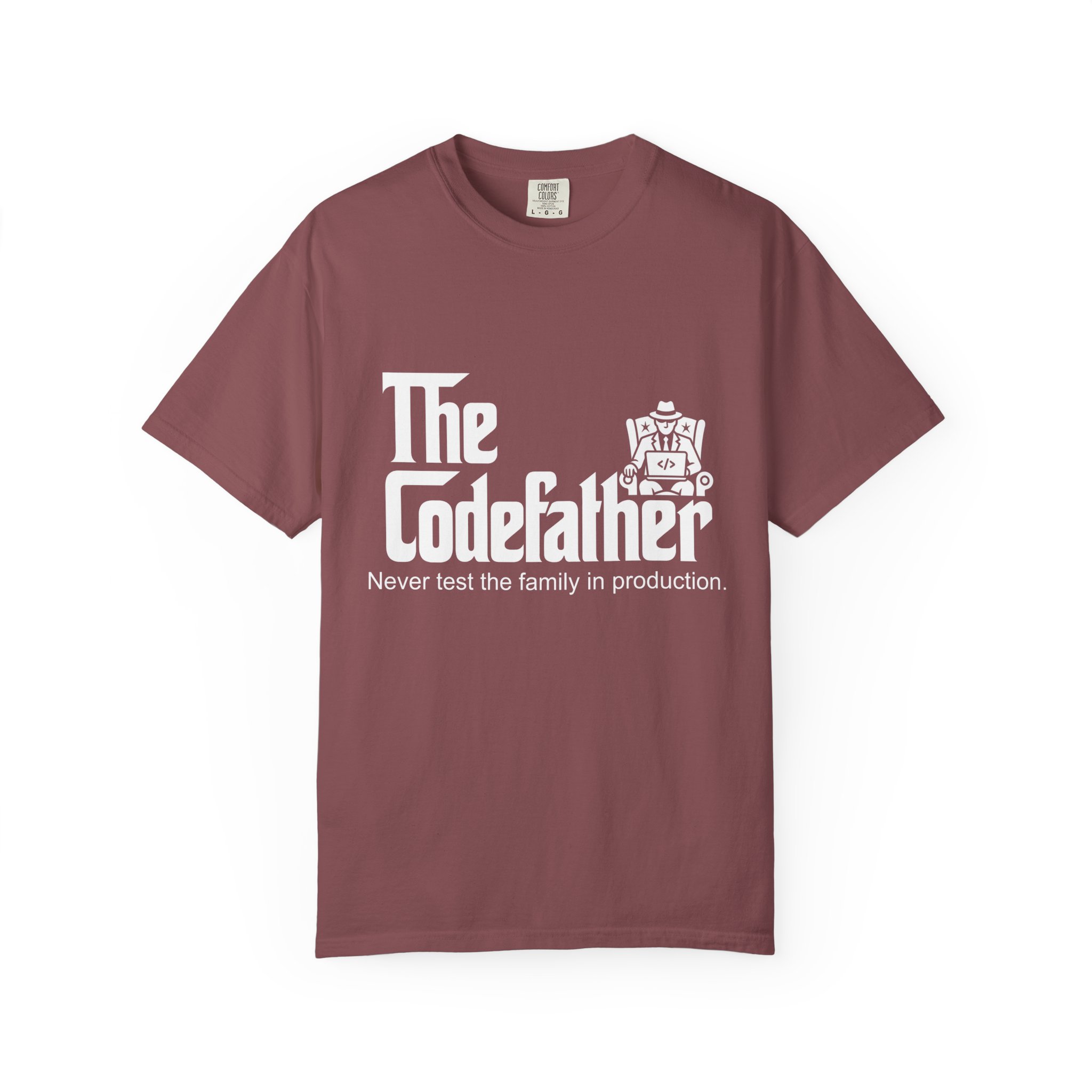 The Codefather T-shirt in Brick, front view