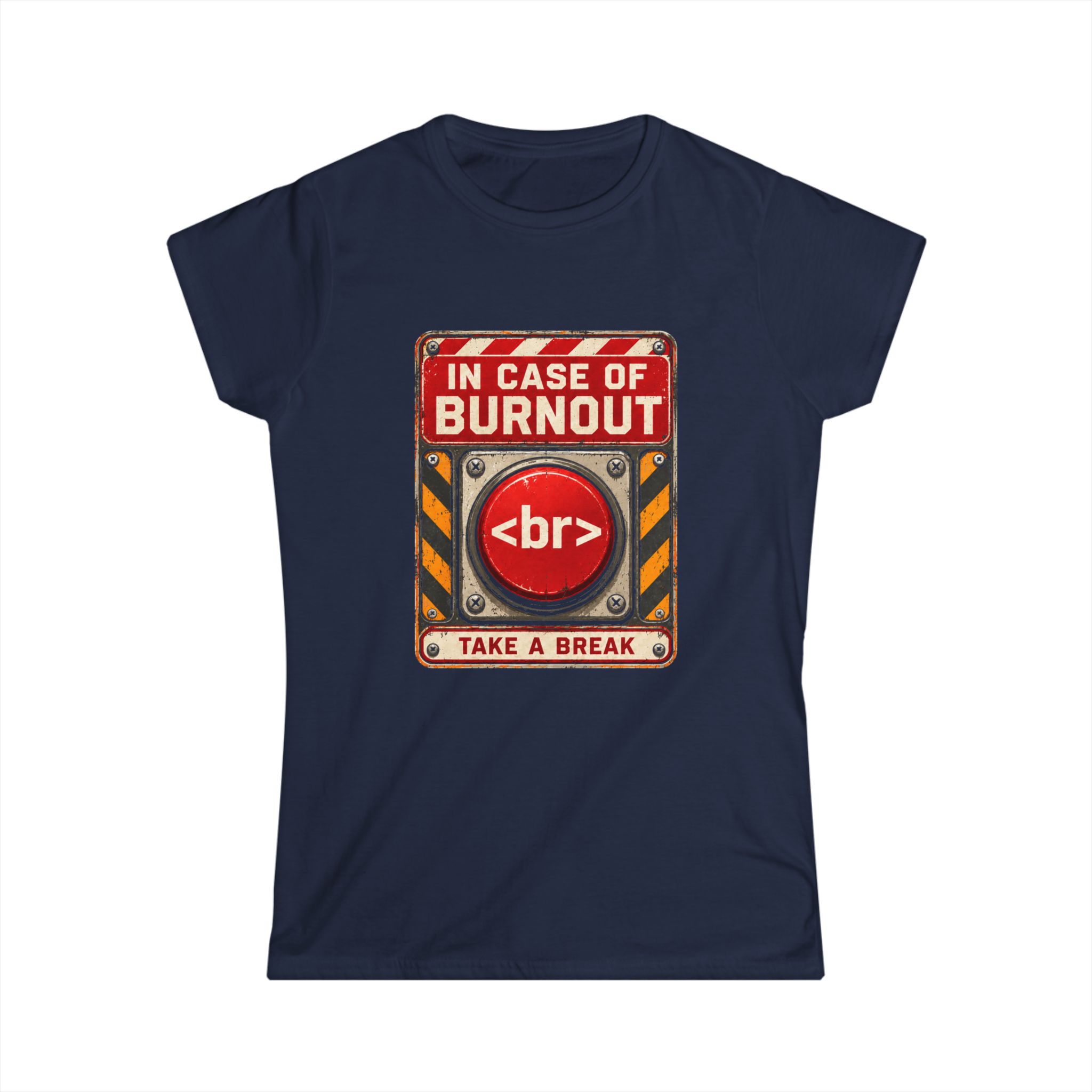 In Case of Burnout women's T-shirt in Navy, front view
