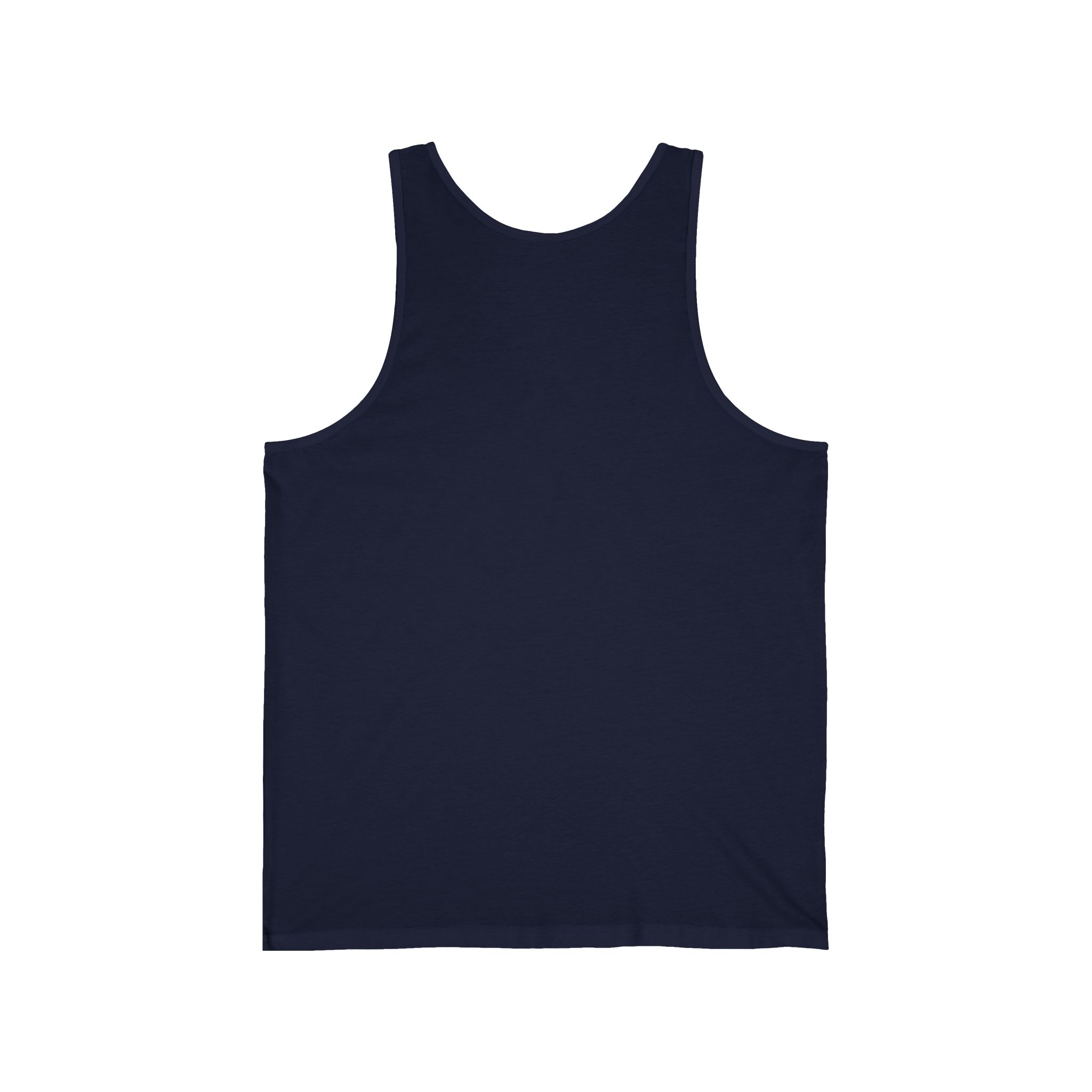 Deploying to Production unisex tank in Navy, back view