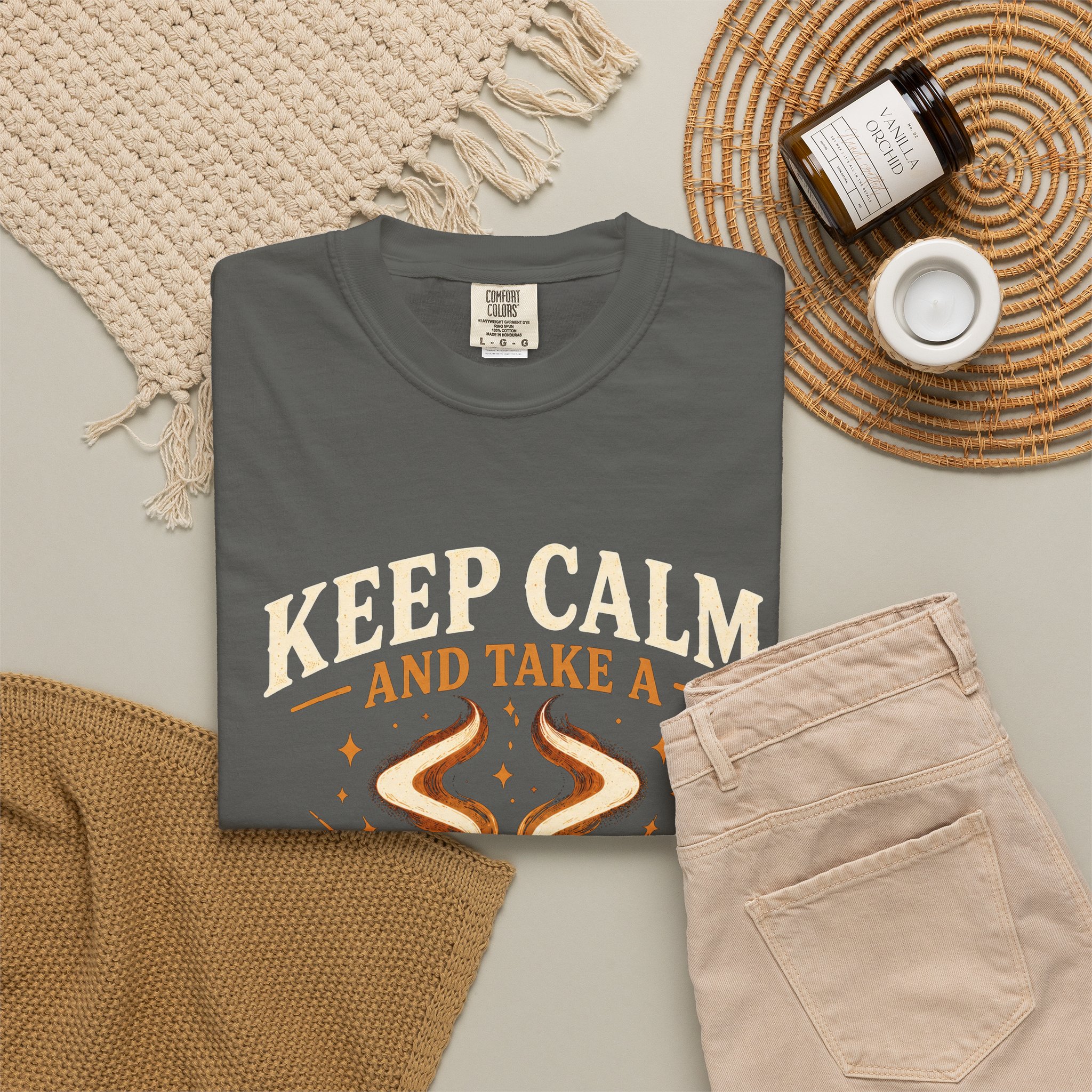 Keep Calm Coffee Break T-shirt in Pepper, folded 2