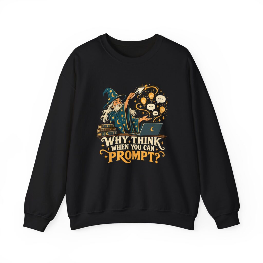 Prompt Wizard crewneck sweatshirt in Black, front view