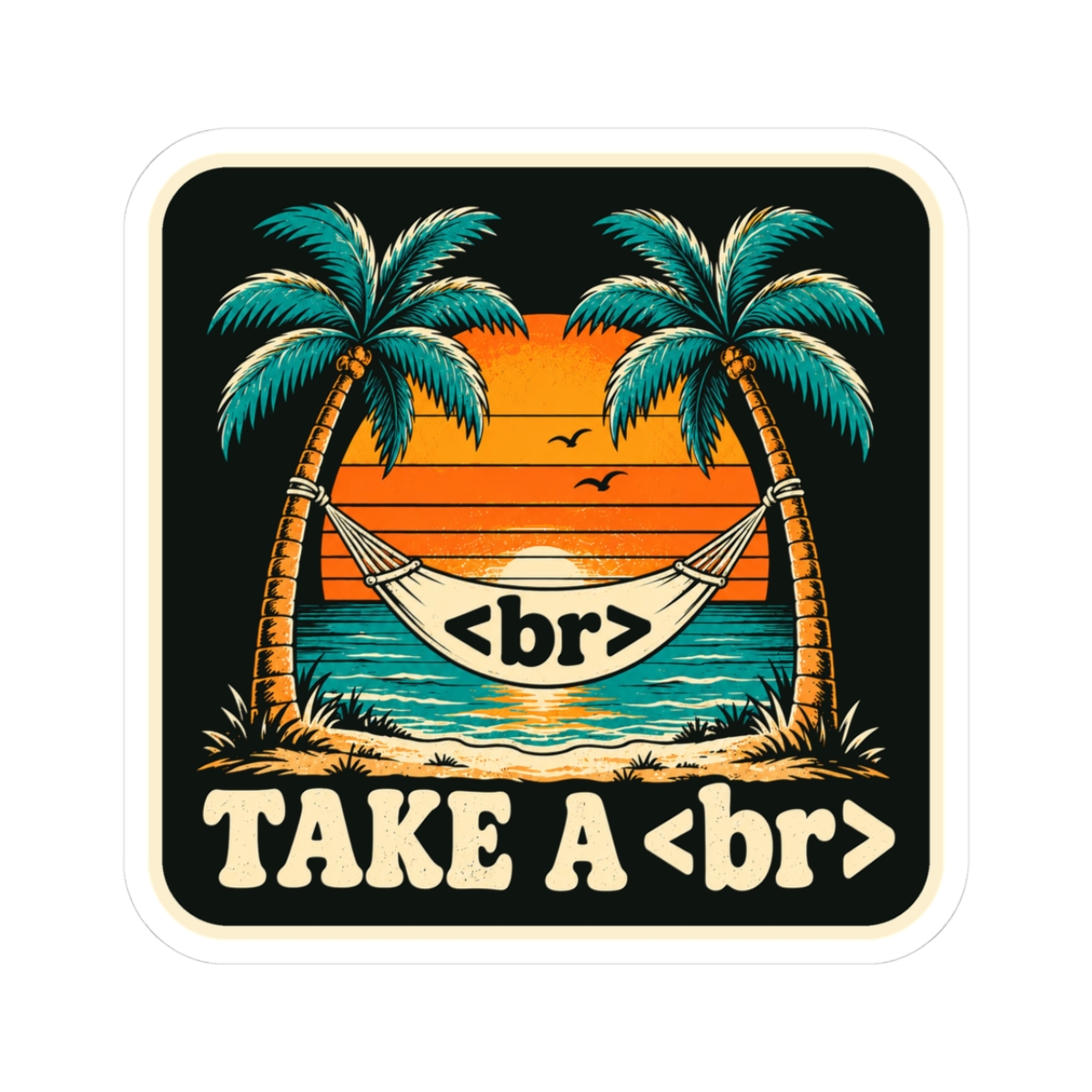 Take a Break Hammock sticker, 3 inch, front view