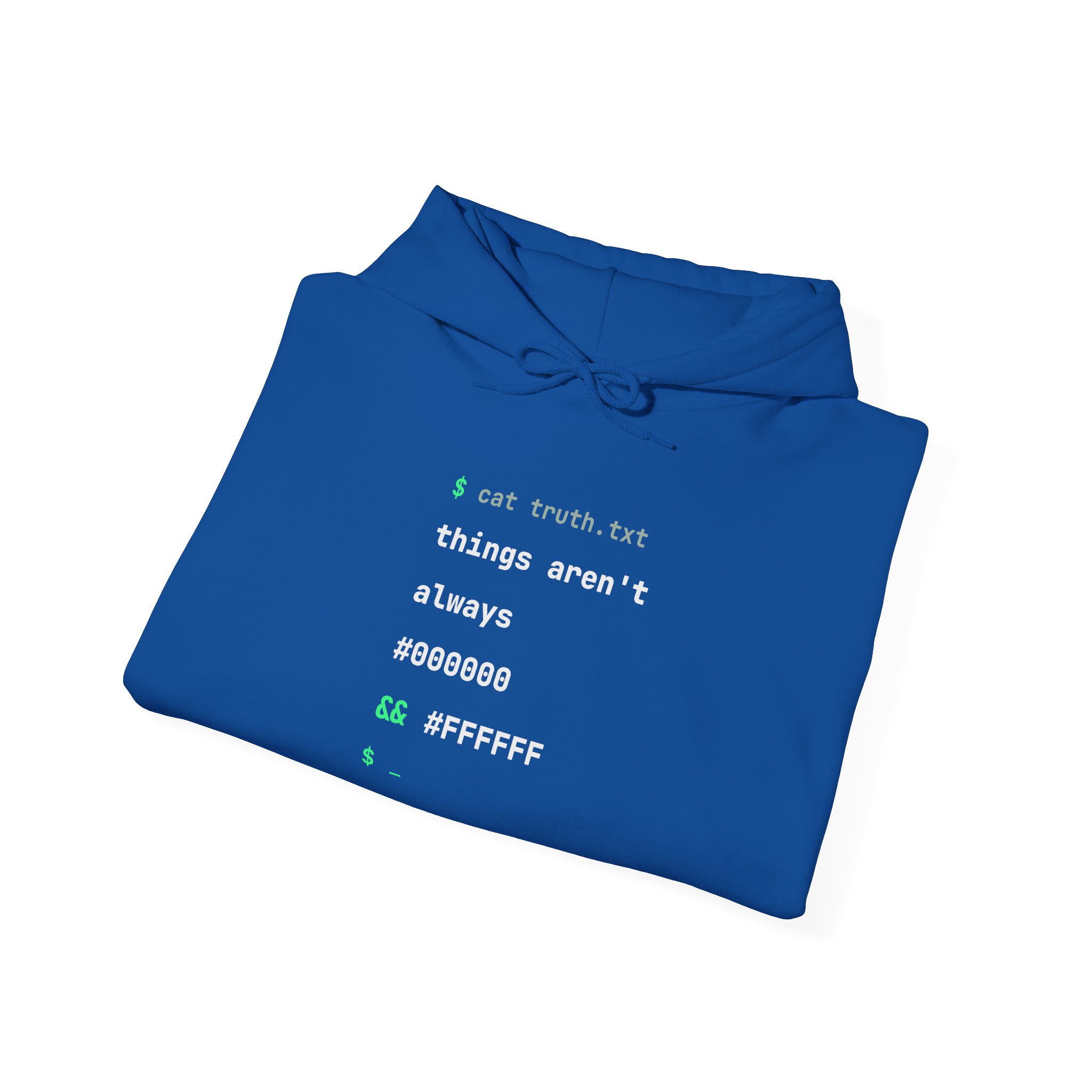cat truth.txt hoodie in Royal, folded