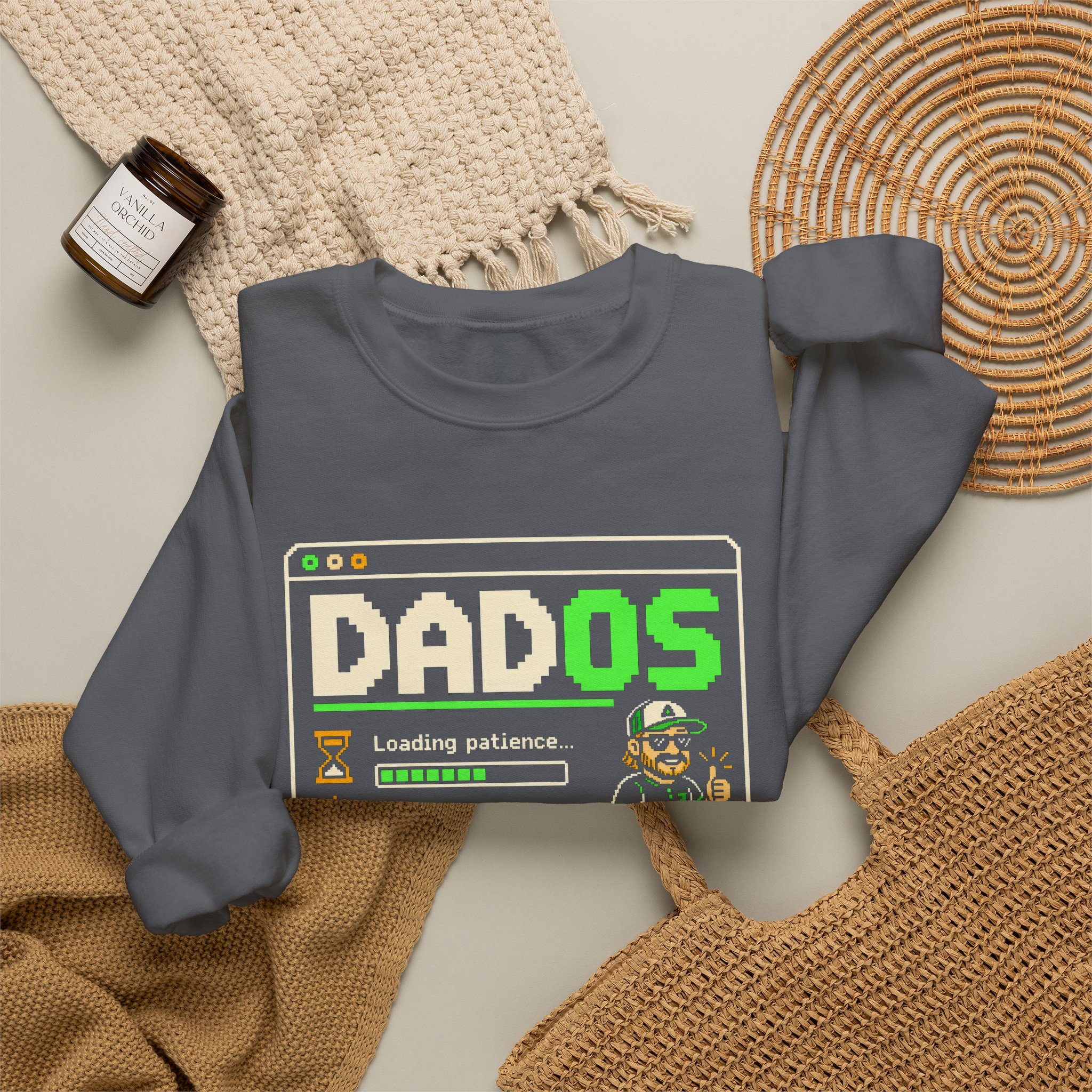 DadOS crewneck sweatshirt in Charcoal, folded 2