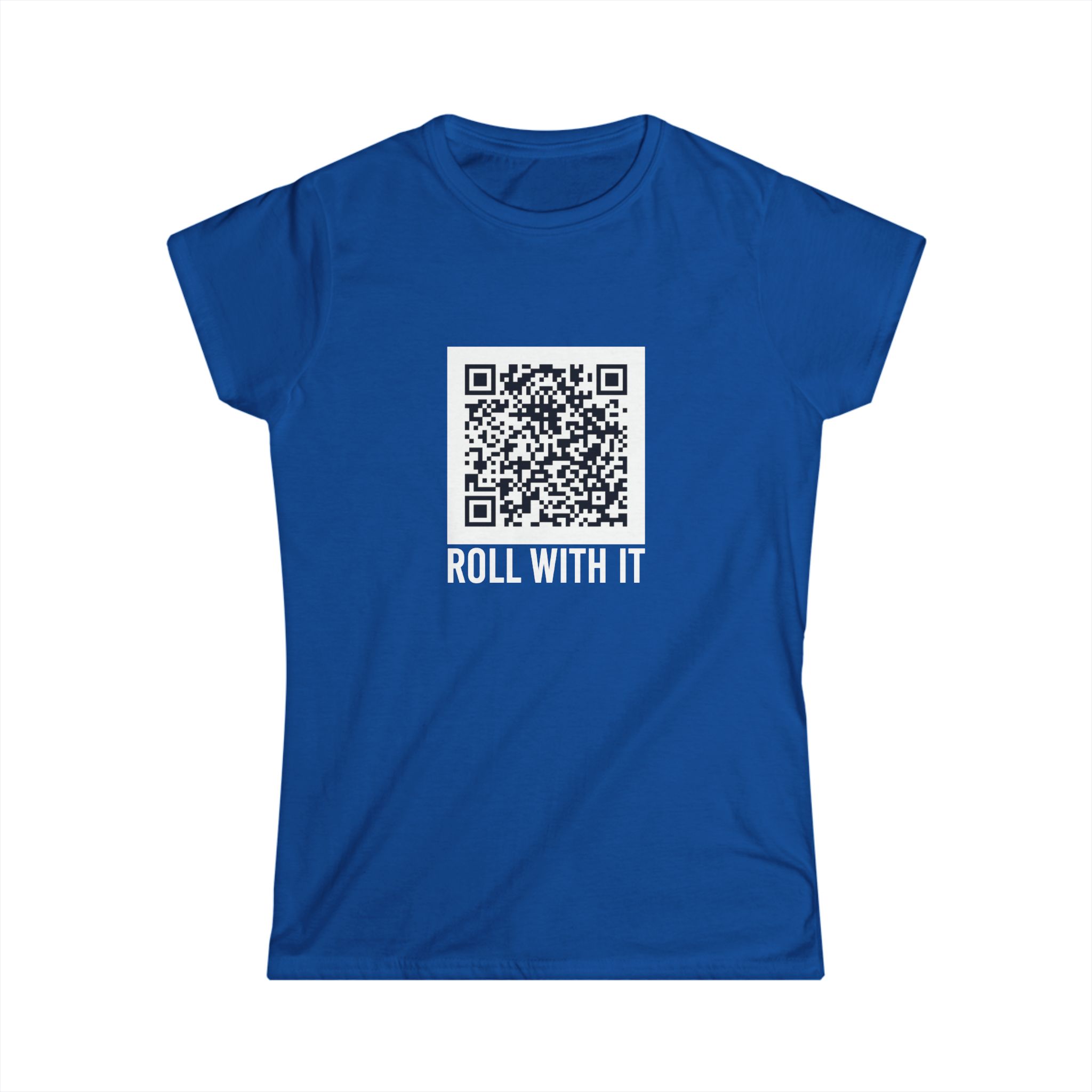 Roll With It QR Code women's T-shirt in Royal, front view