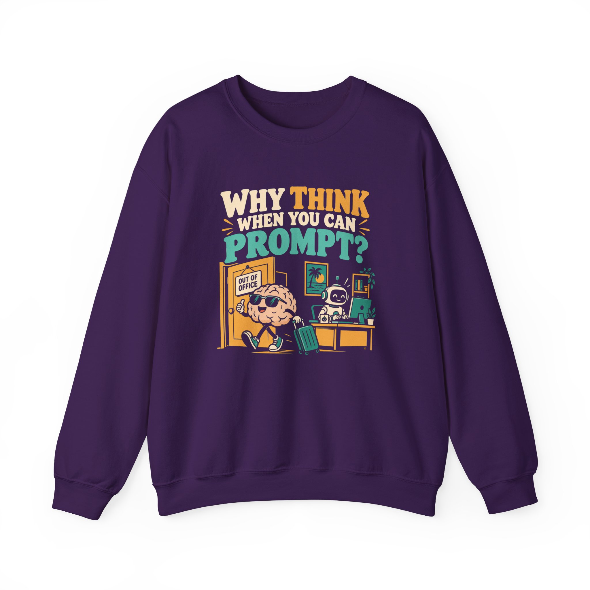 Prompt Out of Office crewneck sweatshirt in Purple, front view