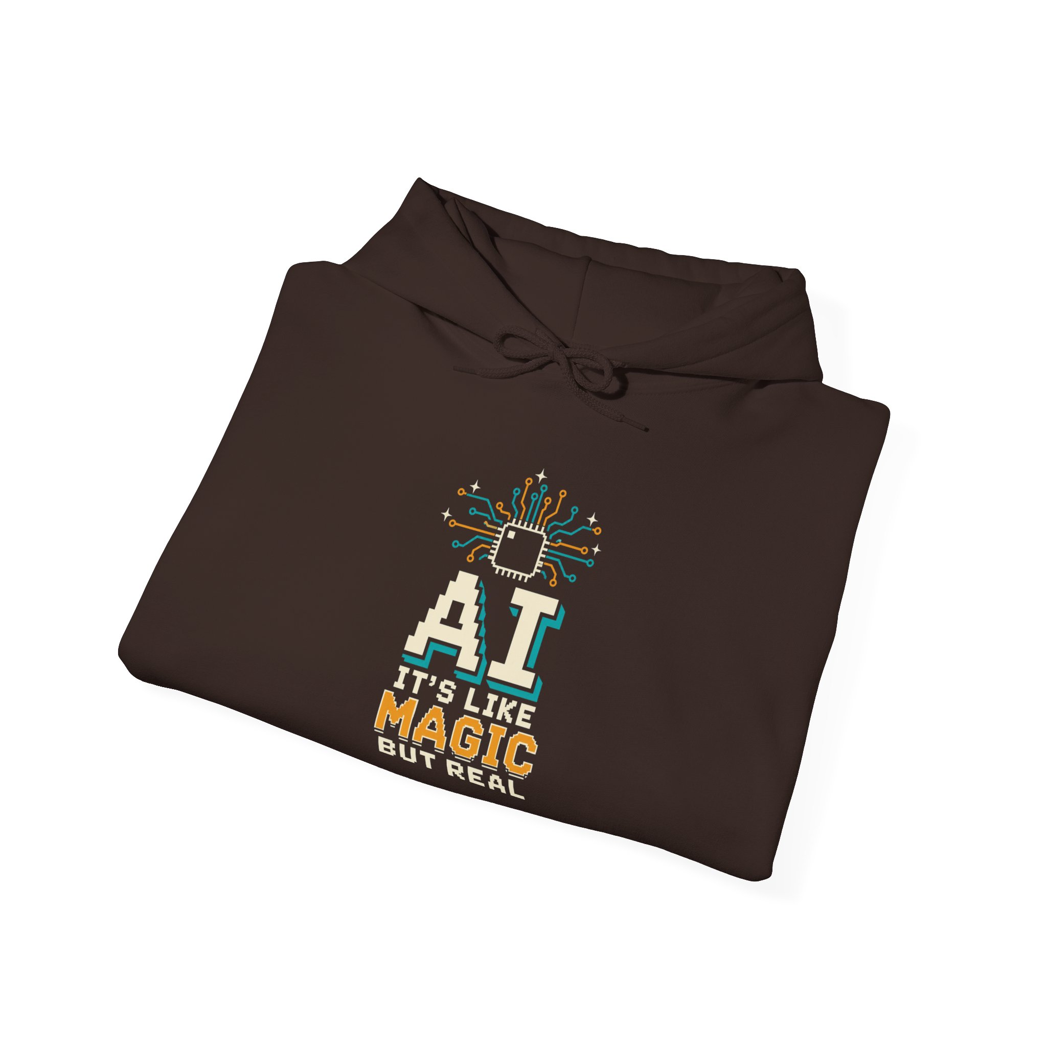 AI Magic Chip hoodie in Dark Chocolate, folded