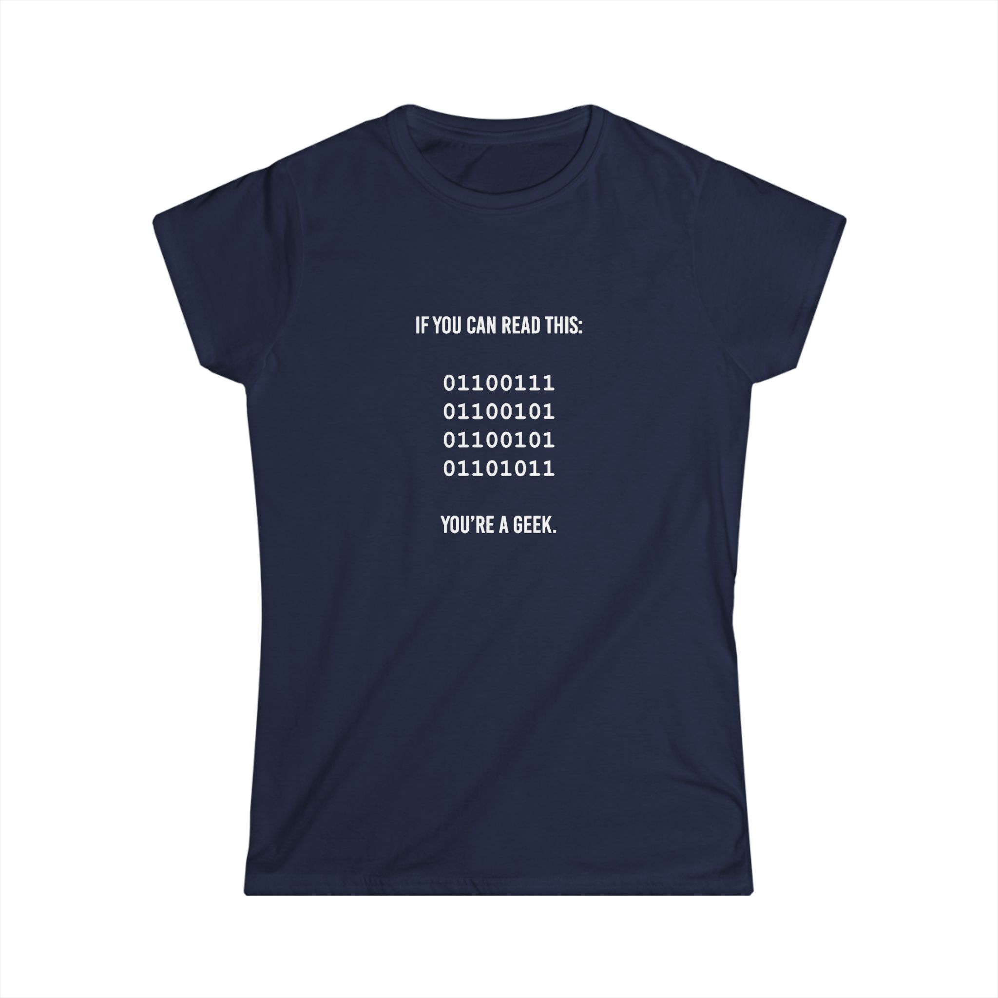 Geek Binary Code women's T-shirt in Navy, front view