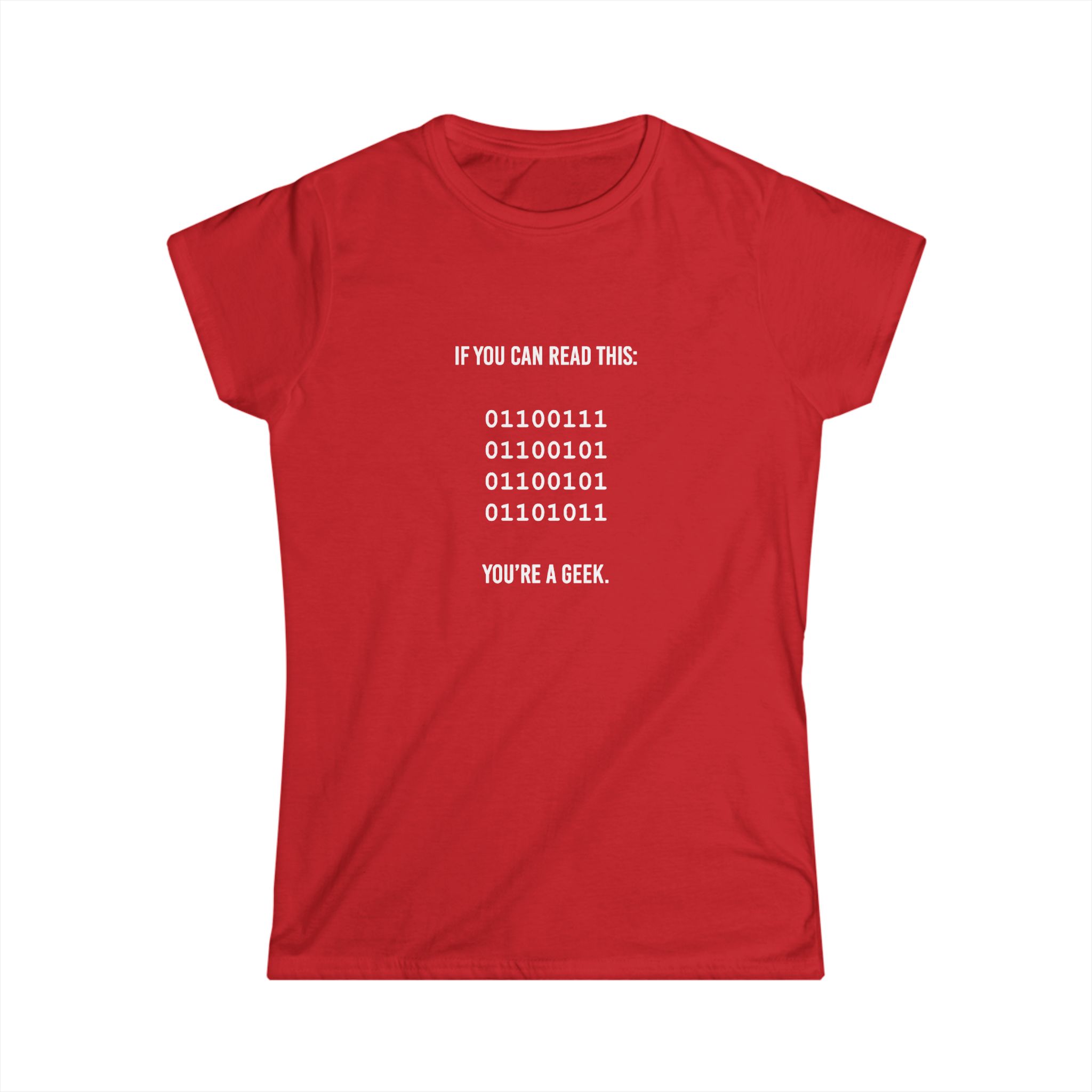 Geek Binary Code women's T-shirt in Red, front view