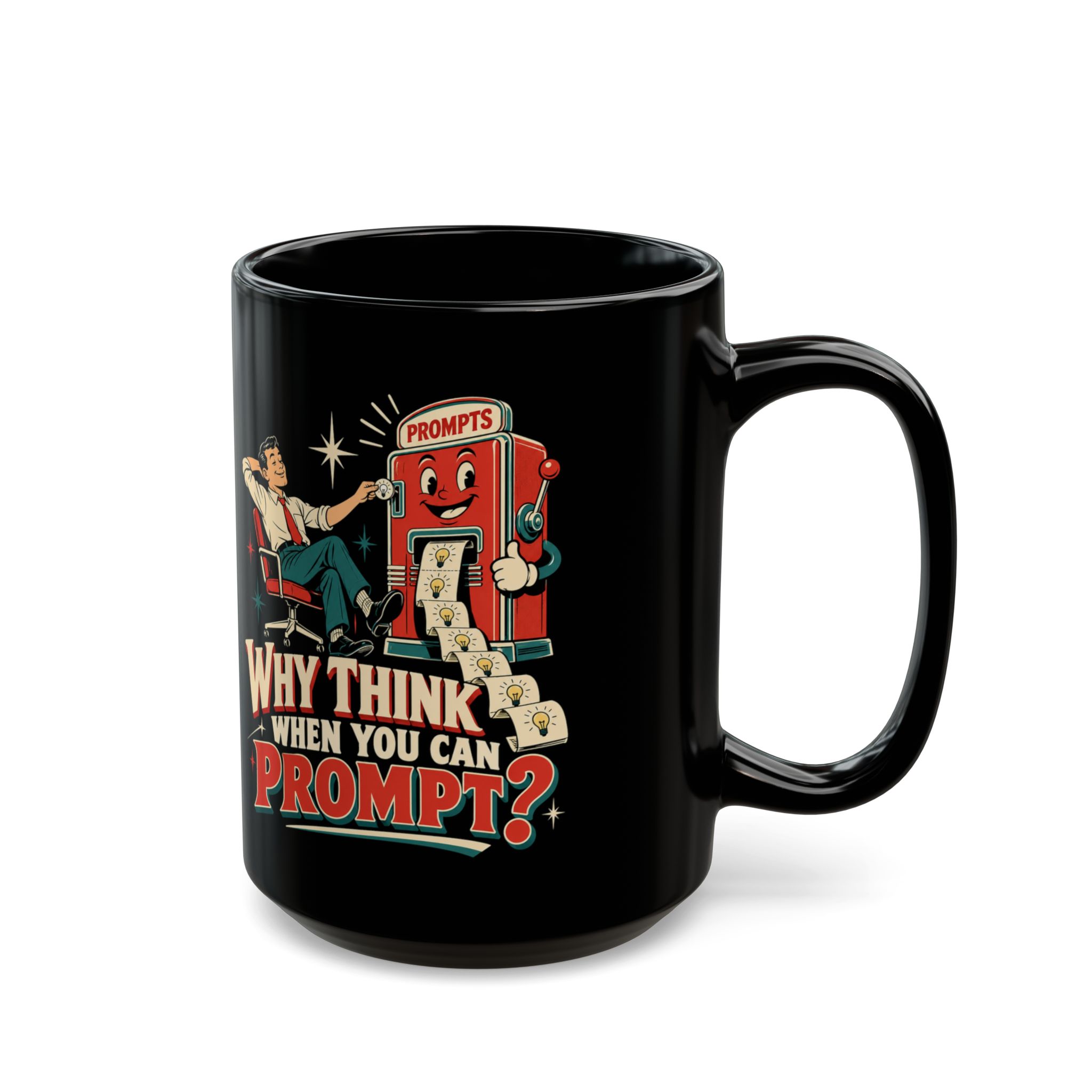 Prompt Machine black mug, 15 oz, right side