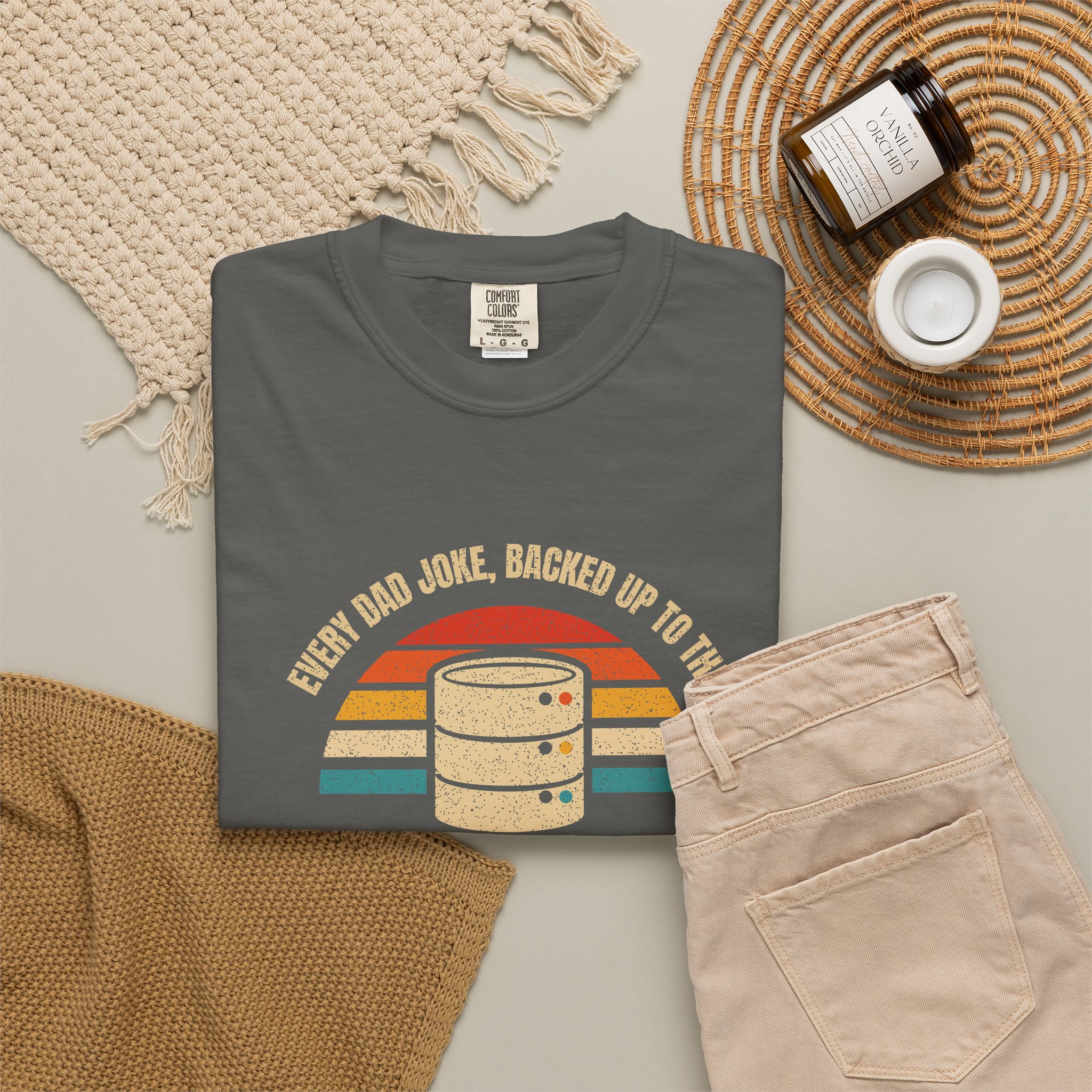 Dad-a-Base T-shirt in Pepper, folded 2