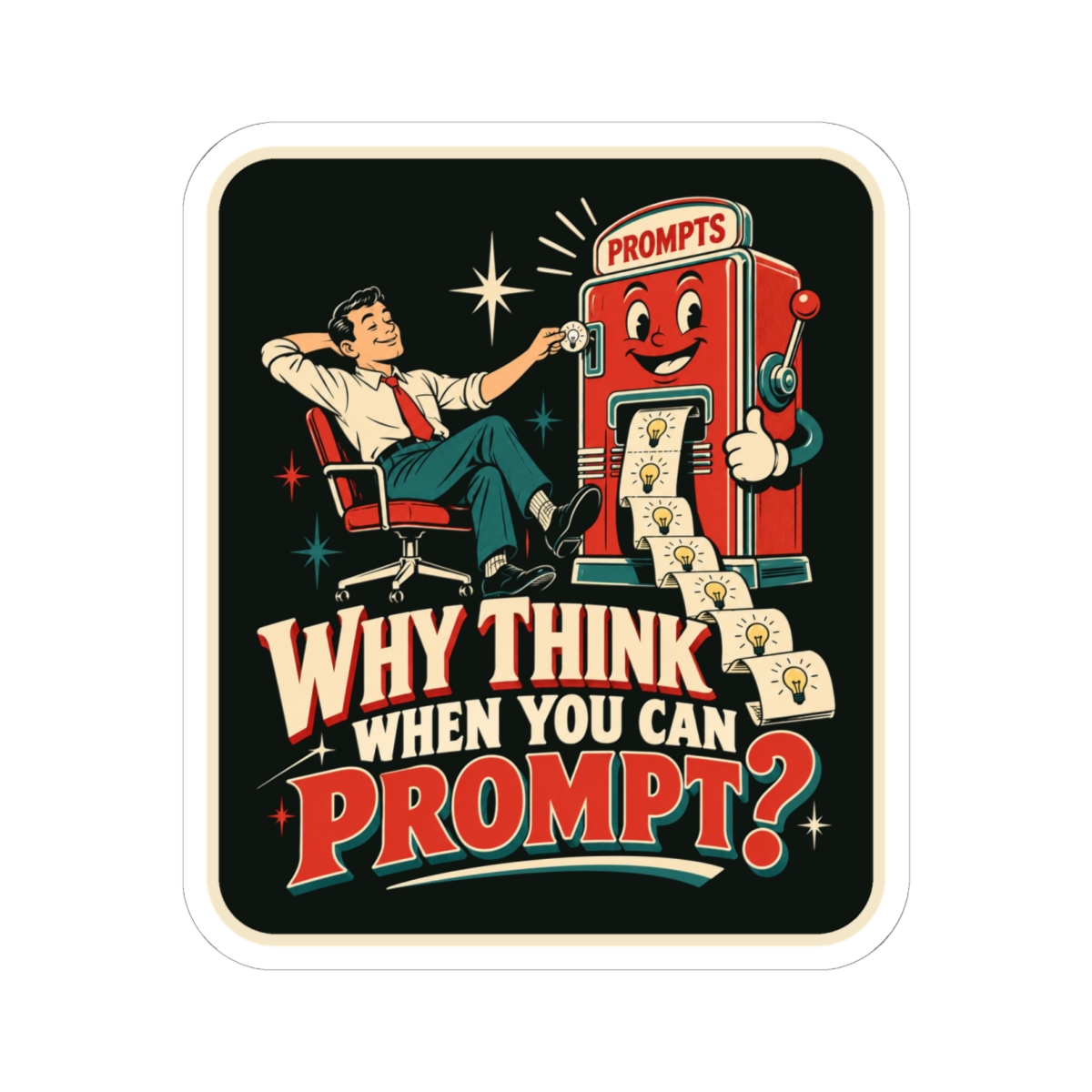 Prompt Machine sticker, 6 inch, front view
