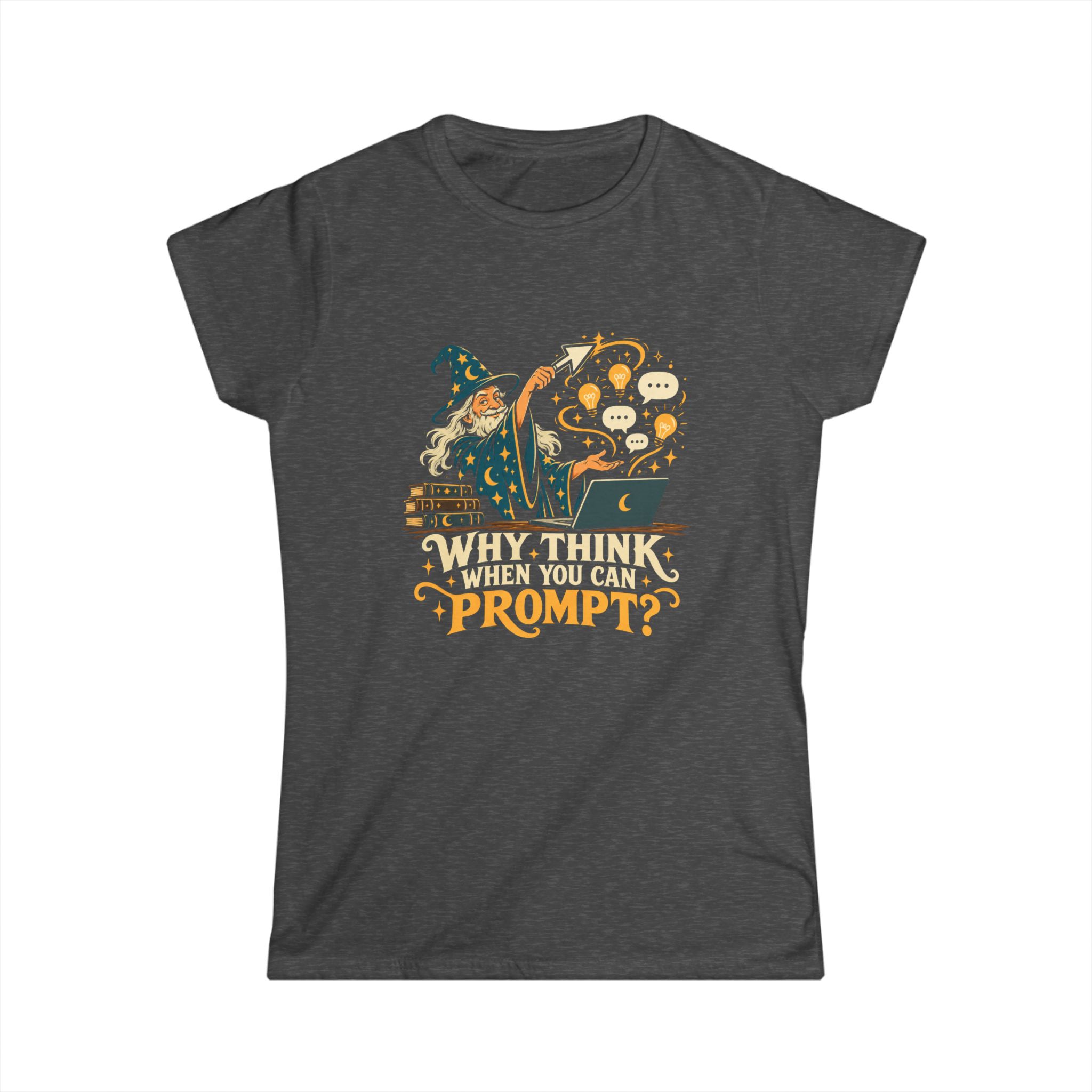 Prompt Wizard women's T-shirt in Dark Heather, front view
