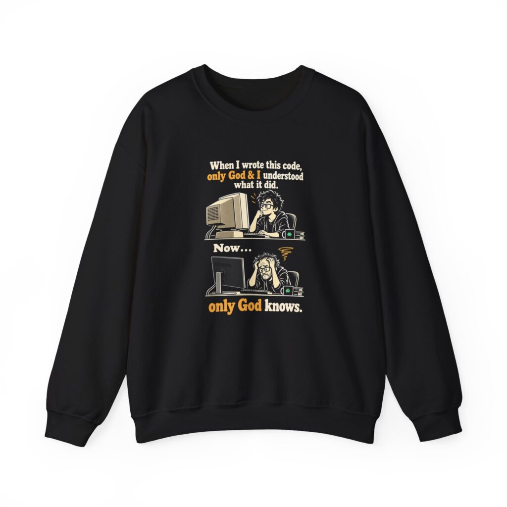 Only God Knows crewneck sweatshirt in Black, front view