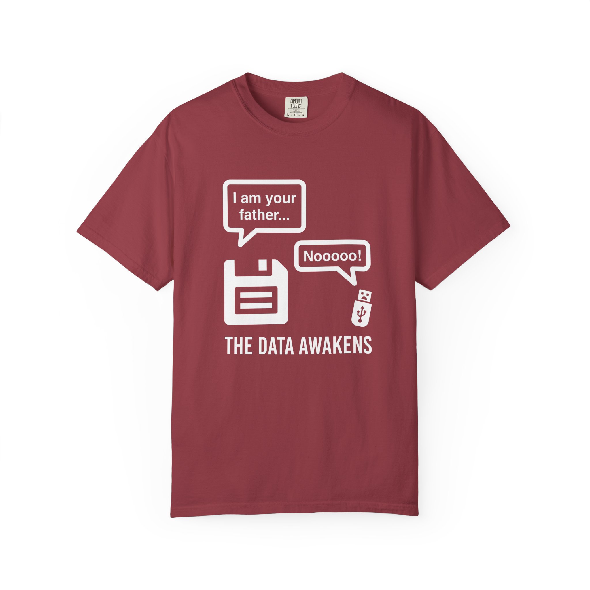 The Data Awakens T-shirt in Chili, front view