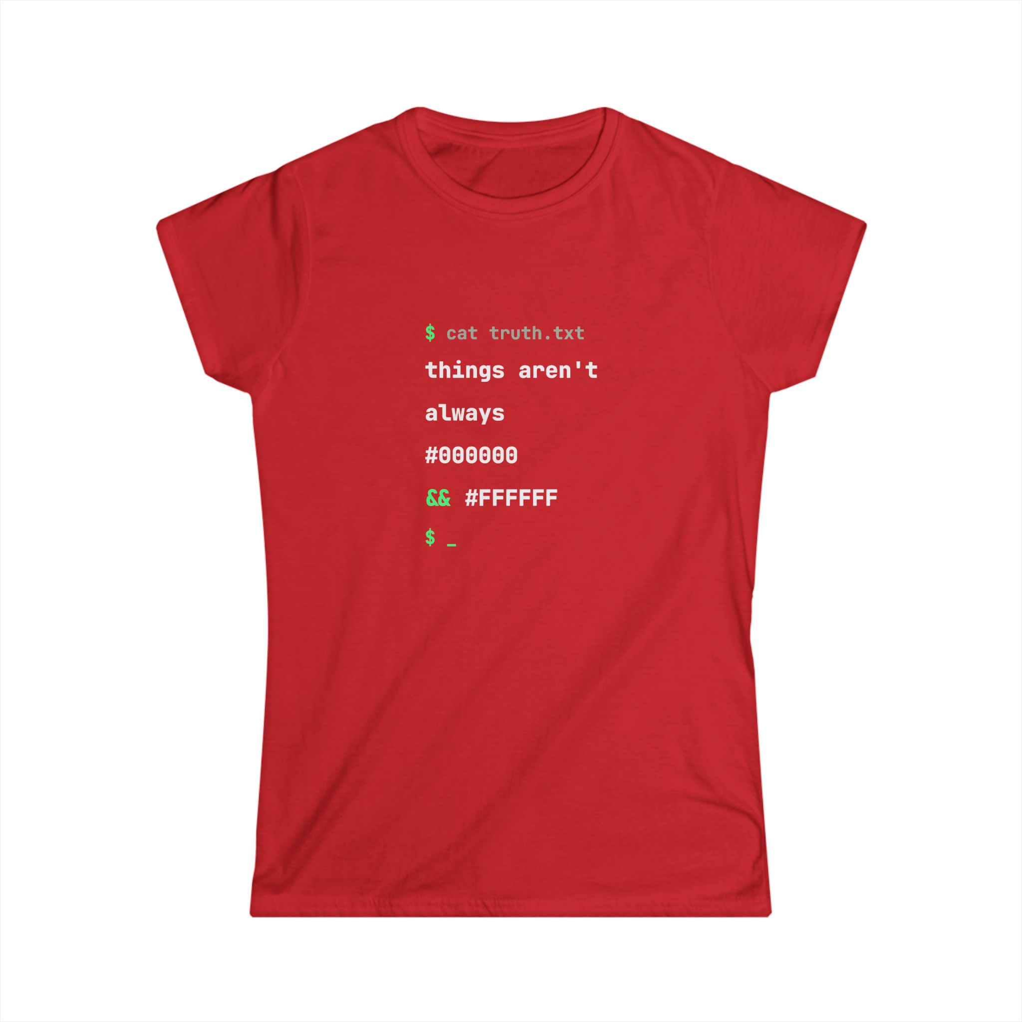 cat truth.txt women's T-shirt in Red, front view