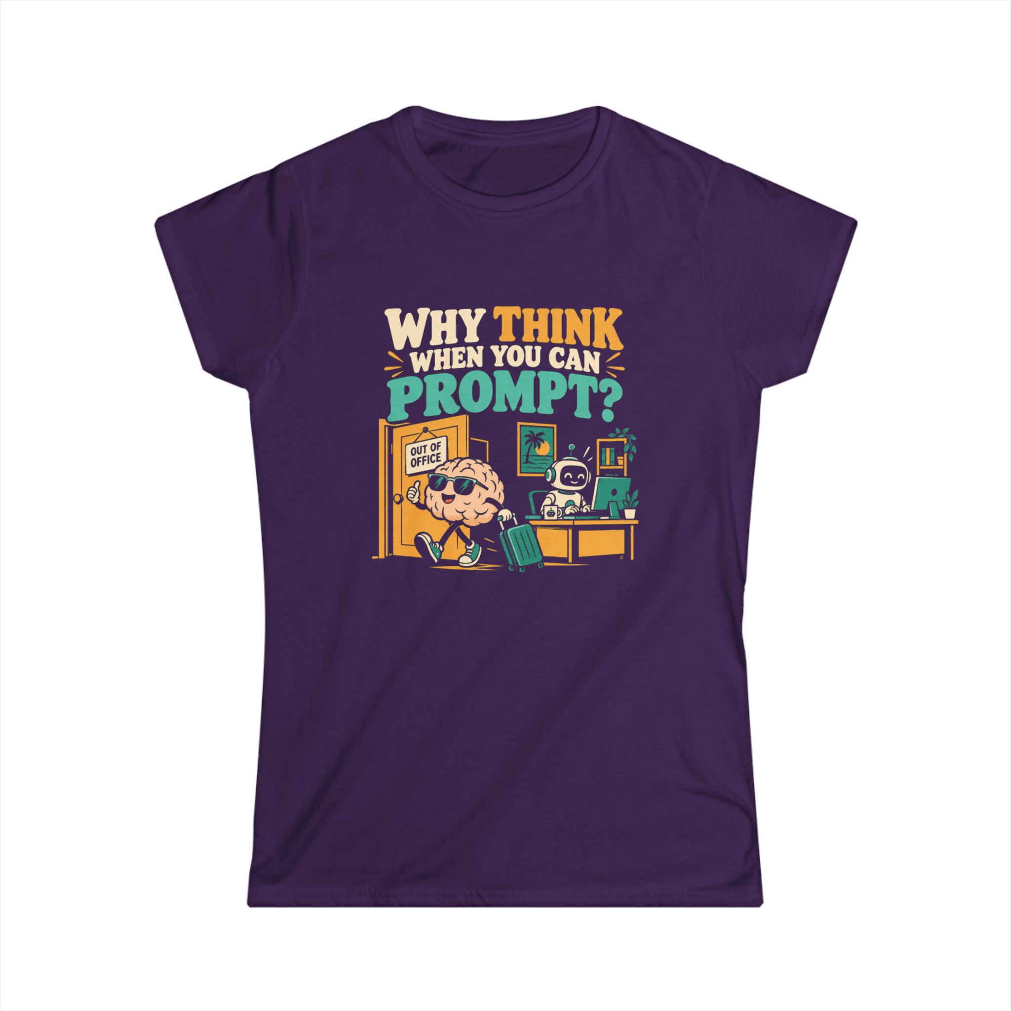 Prompt Out of Office women's T-shirt in Purple, front view