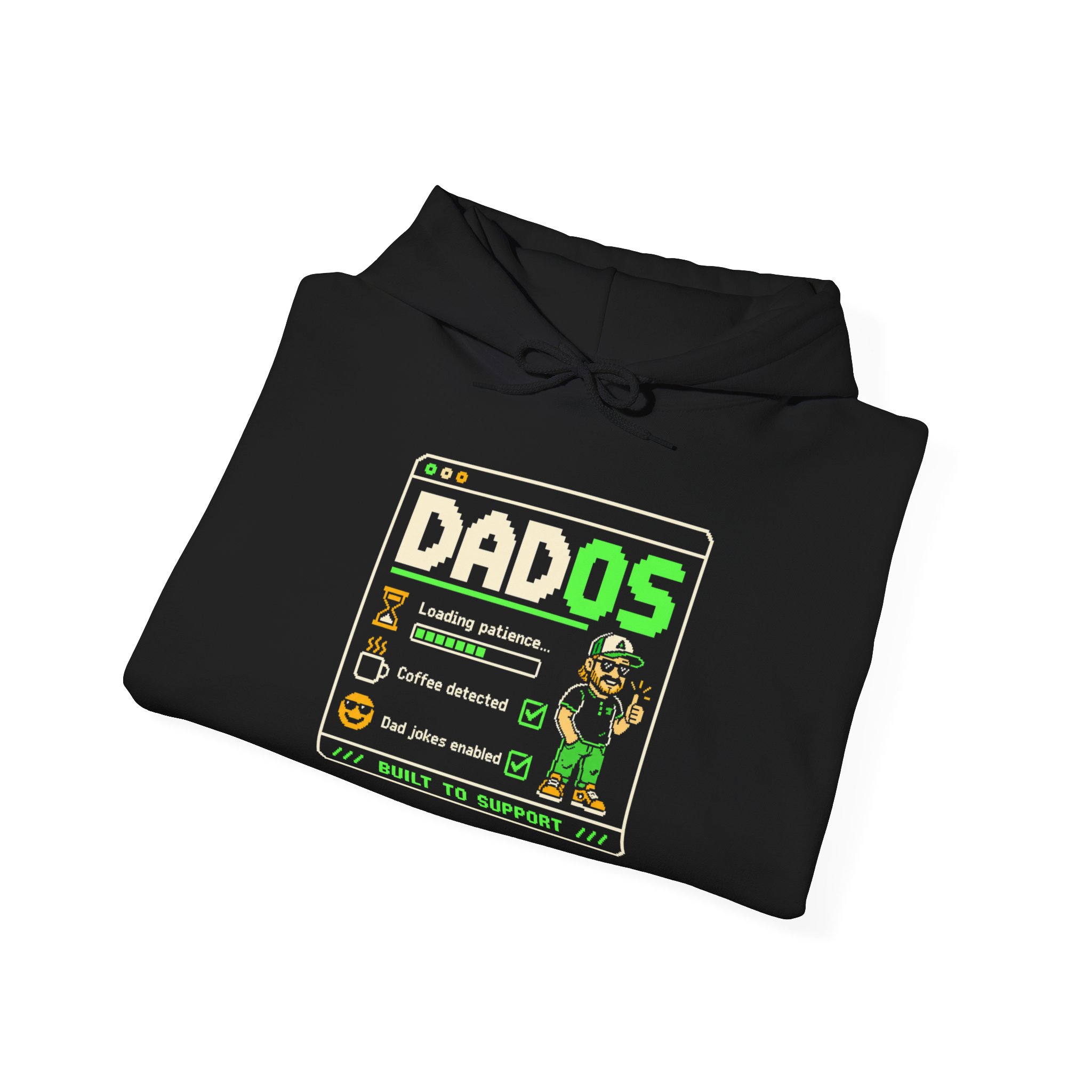 DadOS hoodie in Black, folded
