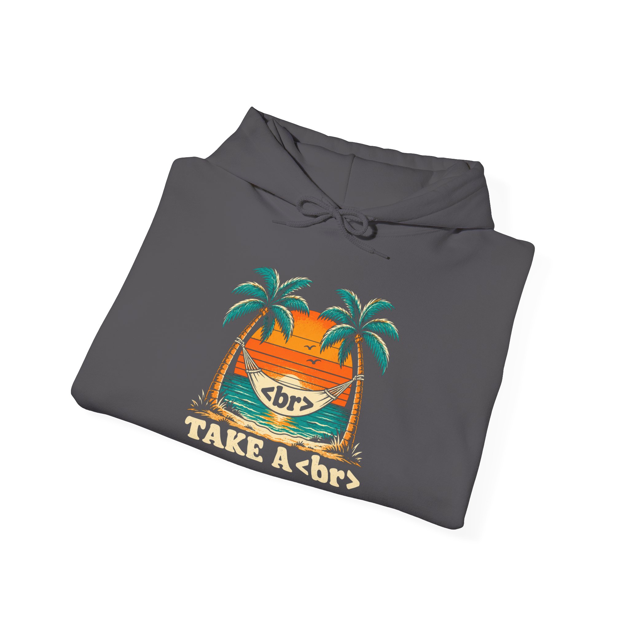 Take a Break Hammock hoodie in Charcoal, folded