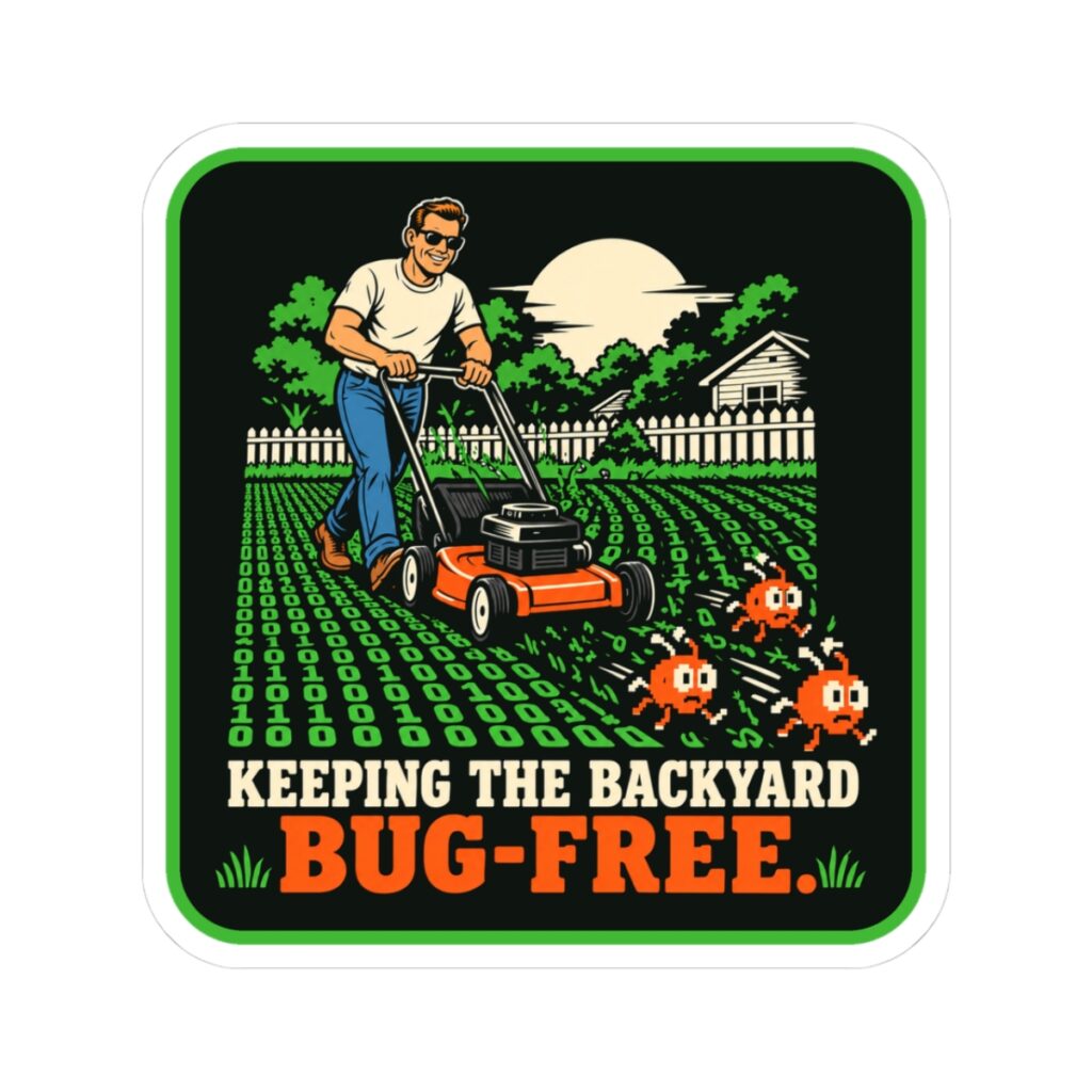 Bug-Free Backyard sticker, 3 inch, front view